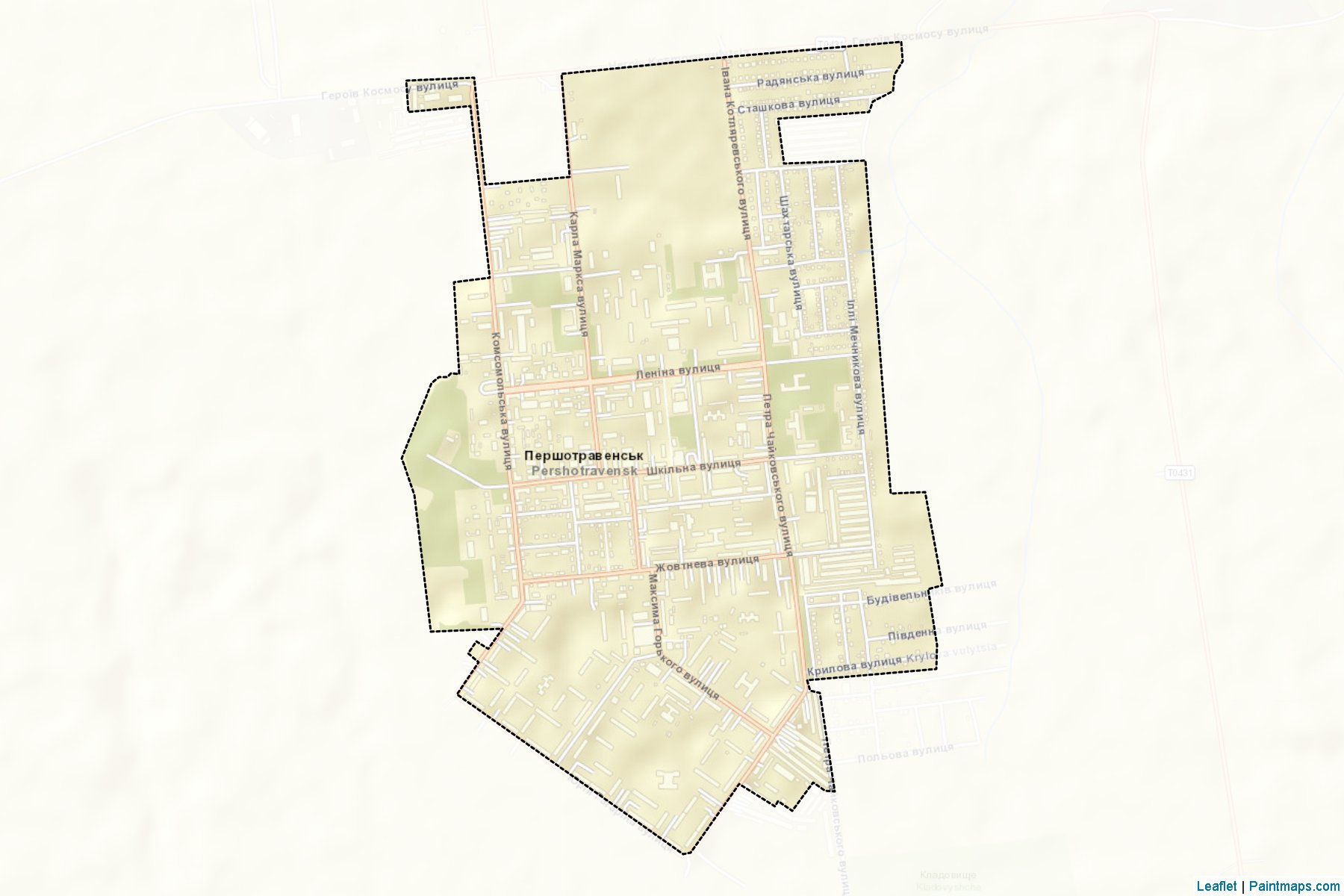 Muestras de recorte de mapas Pershotravenska (Dnipropetrovs'k)-2