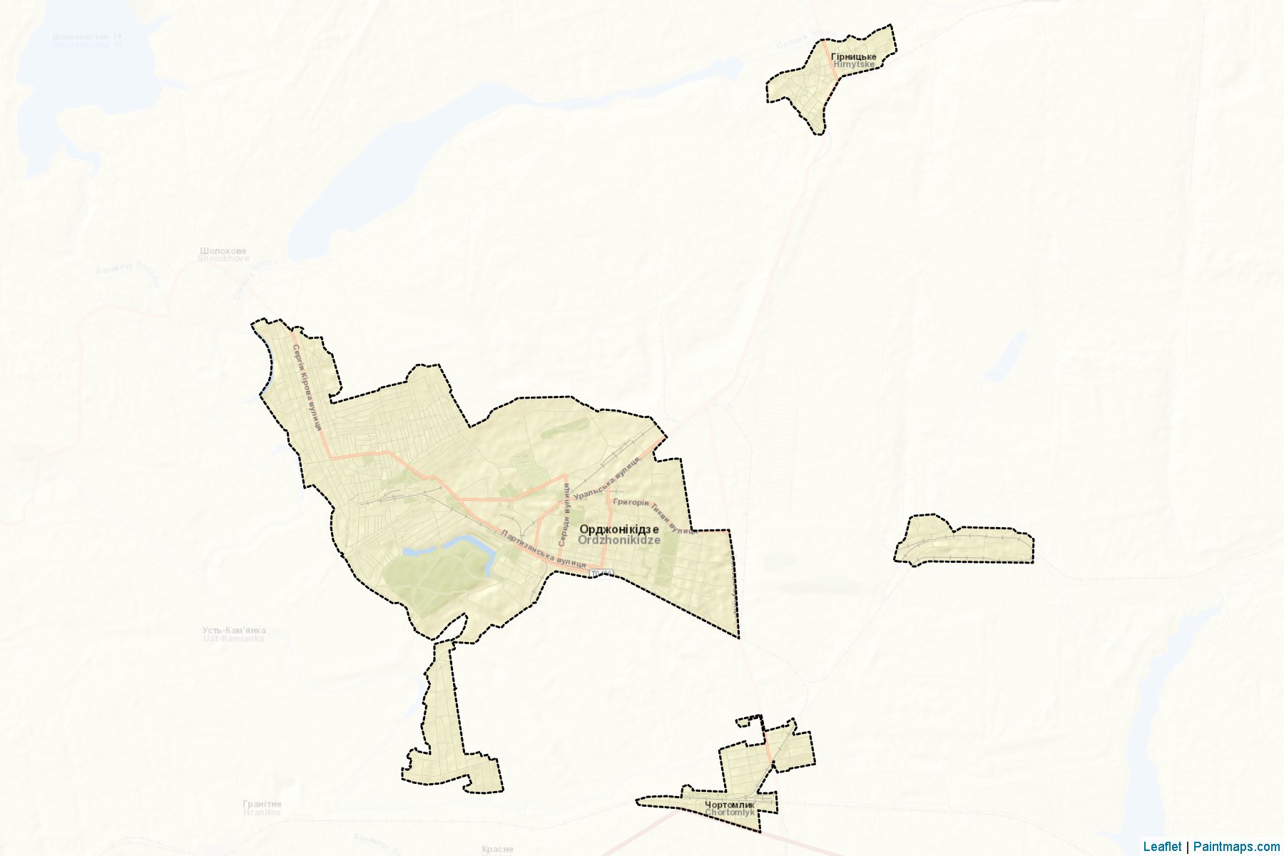 Muestras de recorte de mapas Ordzhonikidzevska (Dnipropetrovs'k)-2