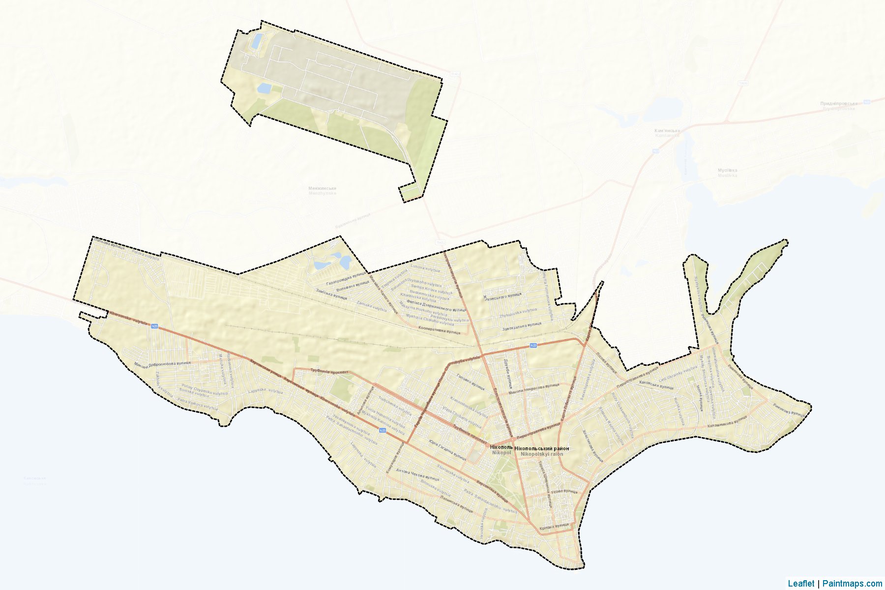 Muestras de recorte de mapas Nikopolska (Dnipropetrovs'k)-2