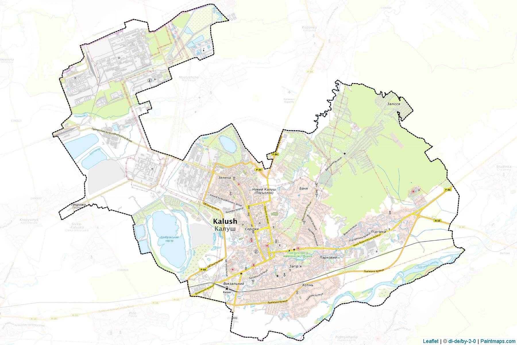 Muestras de recorte de mapas Kaluska (Ivano-Frankivs'k)-1