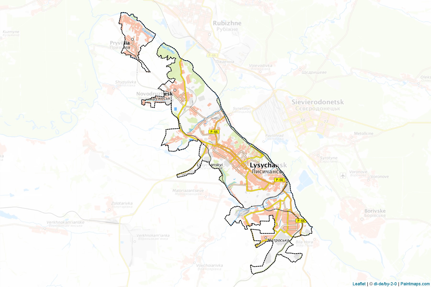 Muestras de recorte de mapas Lysychanska (Luhansk)-1