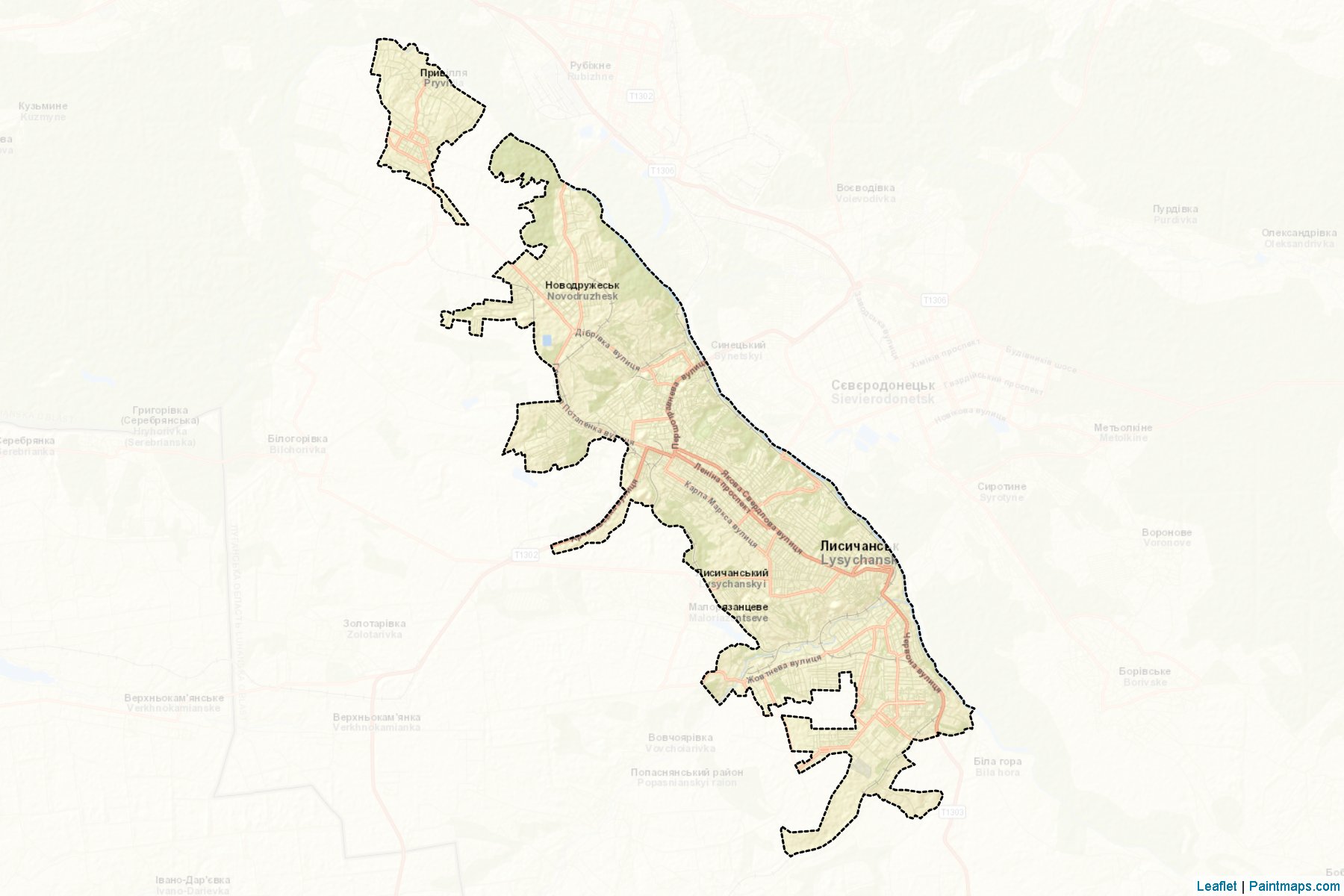 Muestras de recorte de mapas Lysychanska (Luhansk)-2