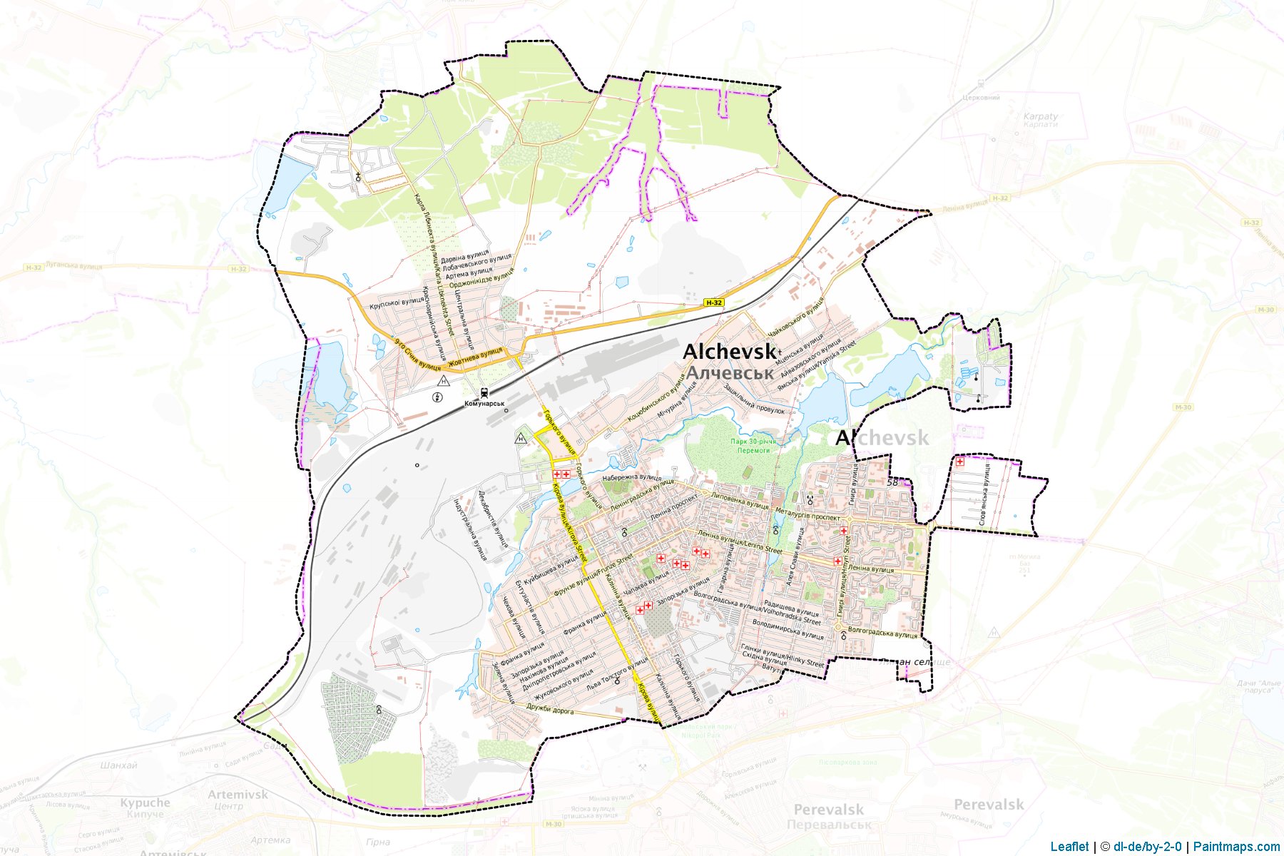 Muestras de recorte de mapas Alchevska (Luhansk)-1