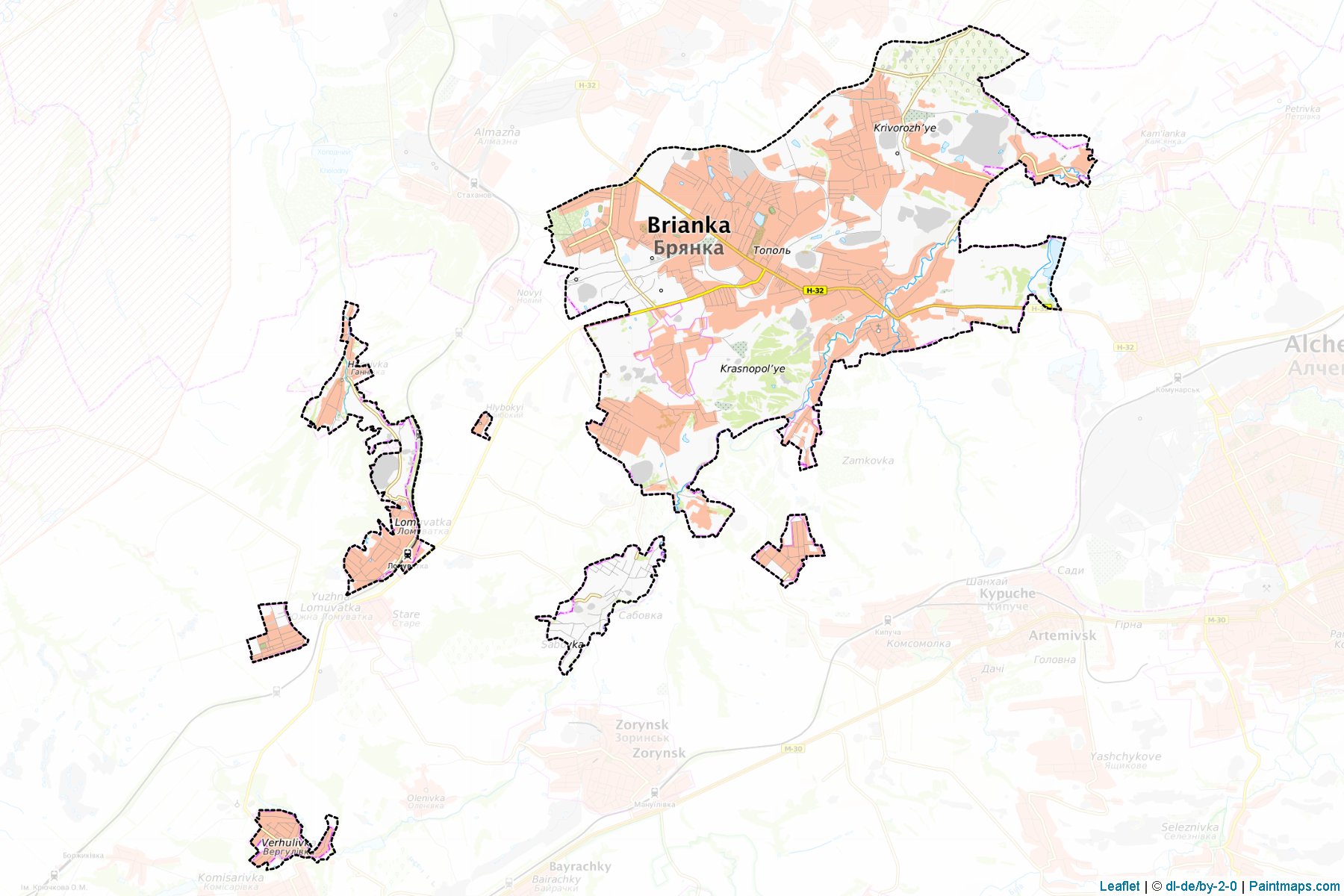 Muestras de recorte de mapas Briankivska (Luhansk)-1