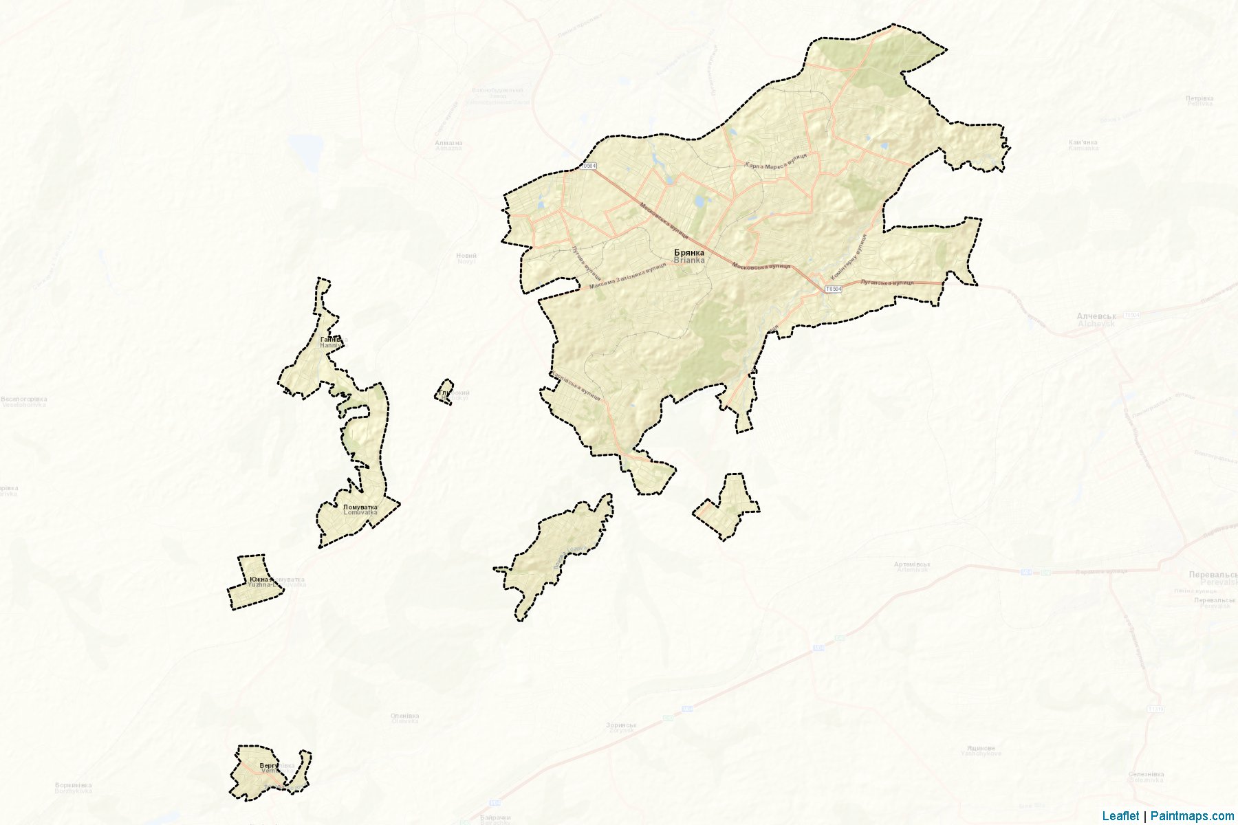 Muestras de recorte de mapas Briankivska (Luhansk)-2