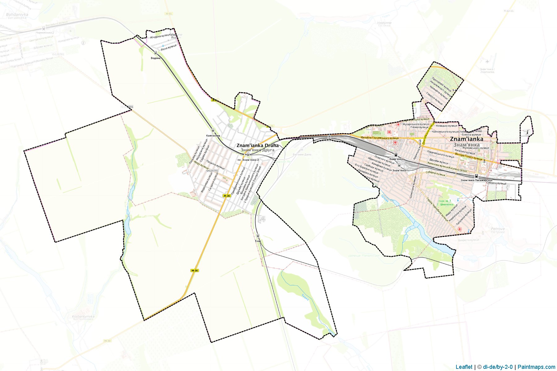 Muestras de recorte de mapas Znamianka (Kirovohrad)-1