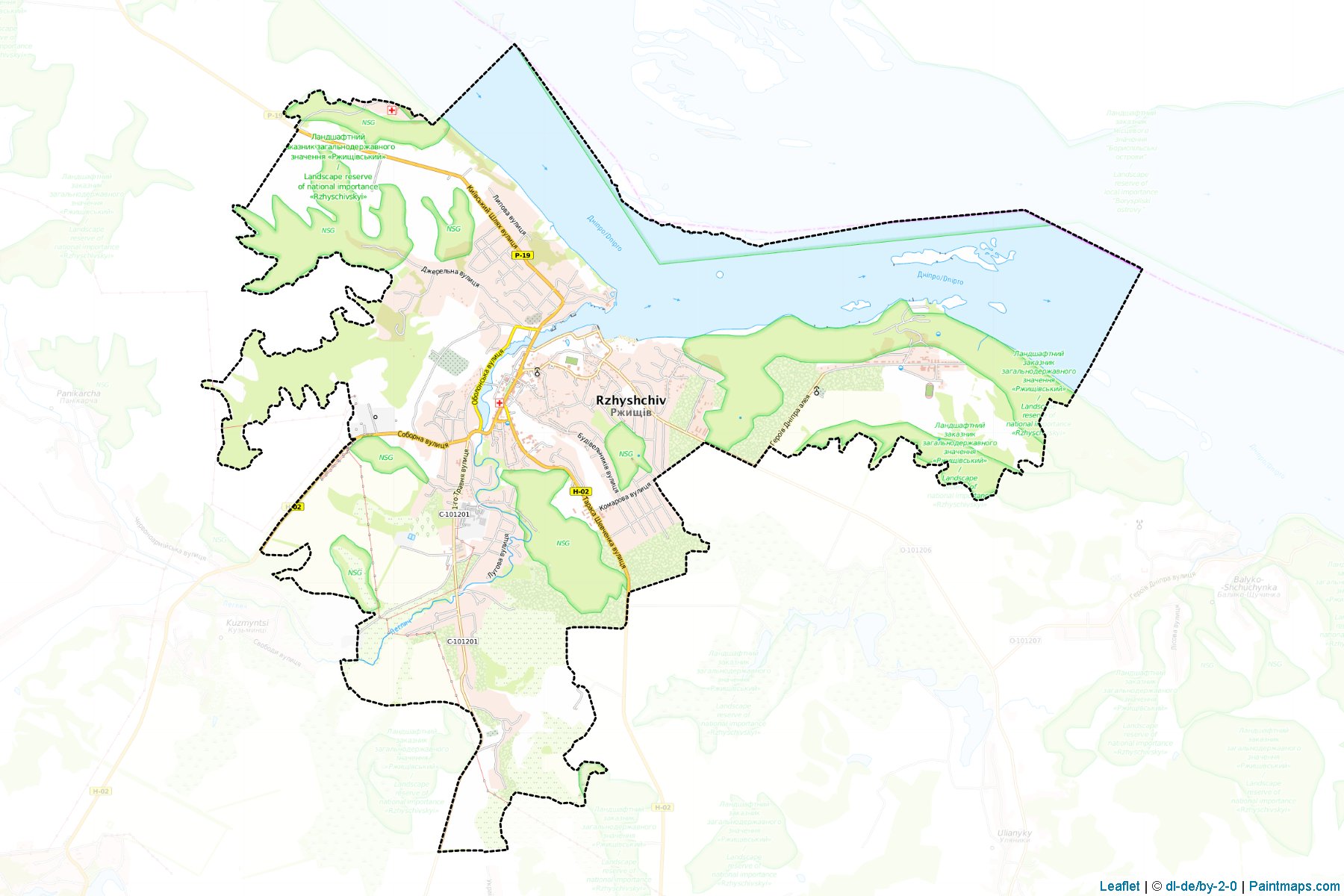 Muestras de recorte de mapas Rzhyshchivska (Kyiv)-1