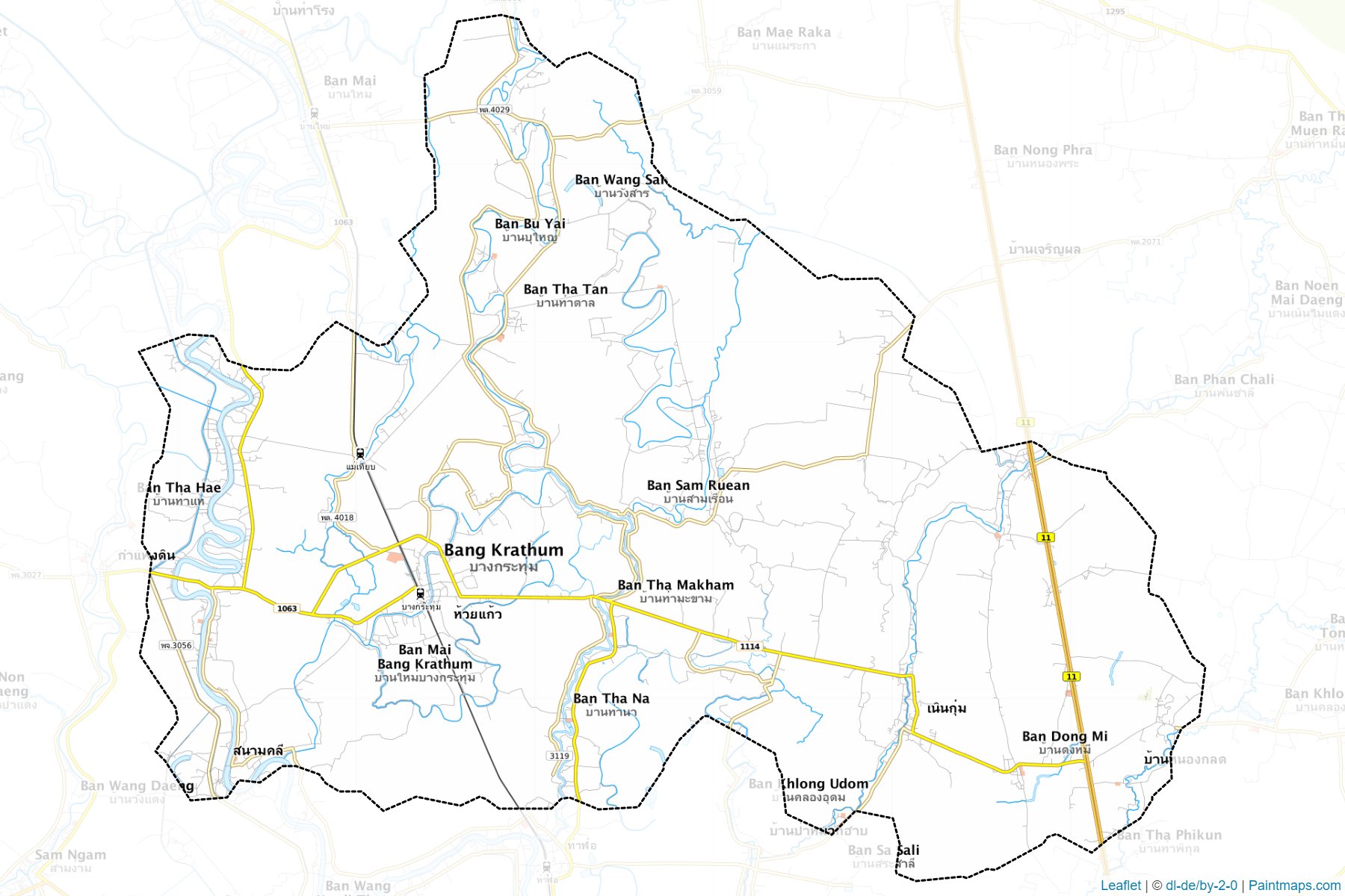 Muestras de recorte de mapas Bang Krathum (Phitsanulok)-1