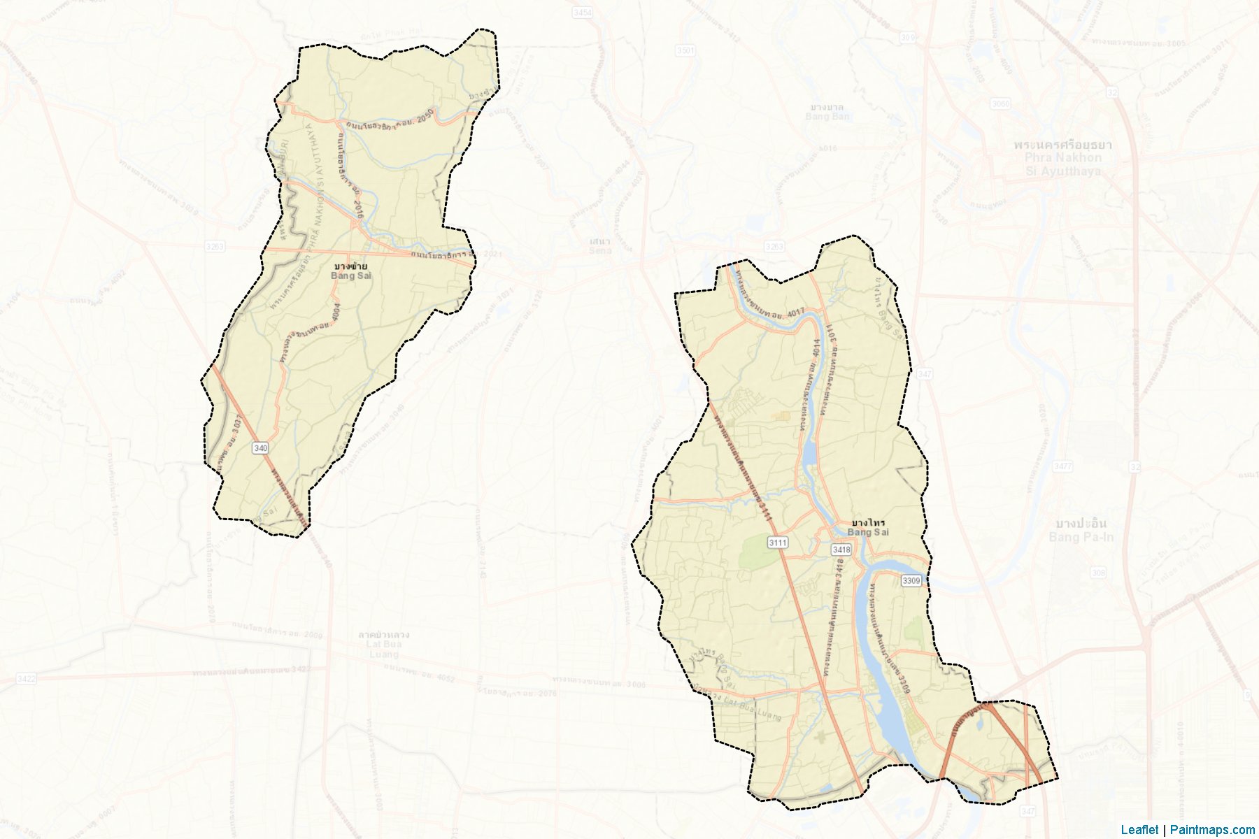 Muestras de recorte de mapas Bang Sai (Phra Nakhon Si Ayutthaya)-2