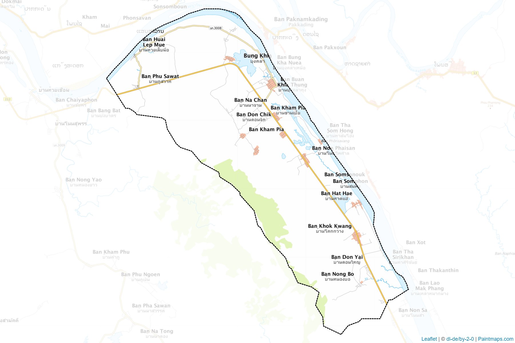 Muestras de recorte de mapas Bung Khla (Bueng Kan)-1