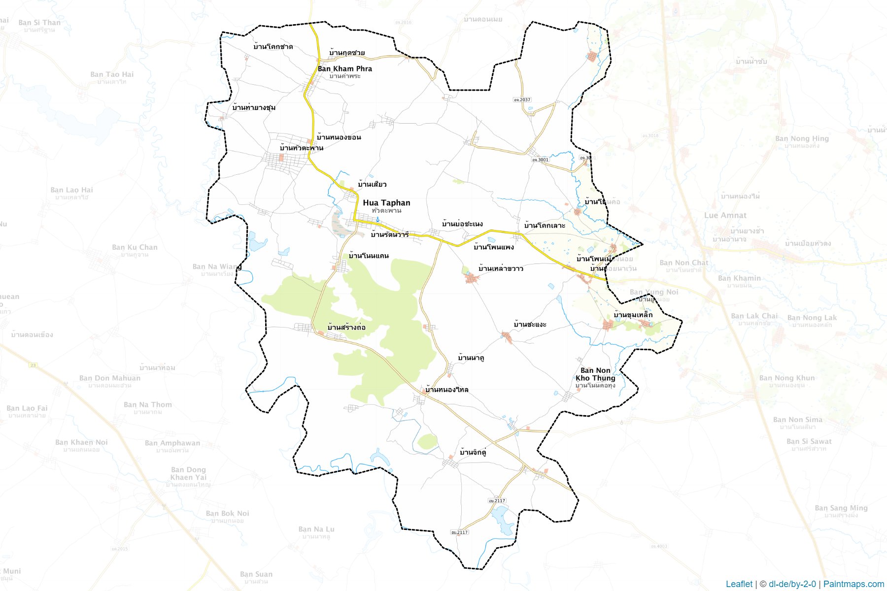 Muestras de recorte de mapas Hua Taphan (Amnat Charoen)-1