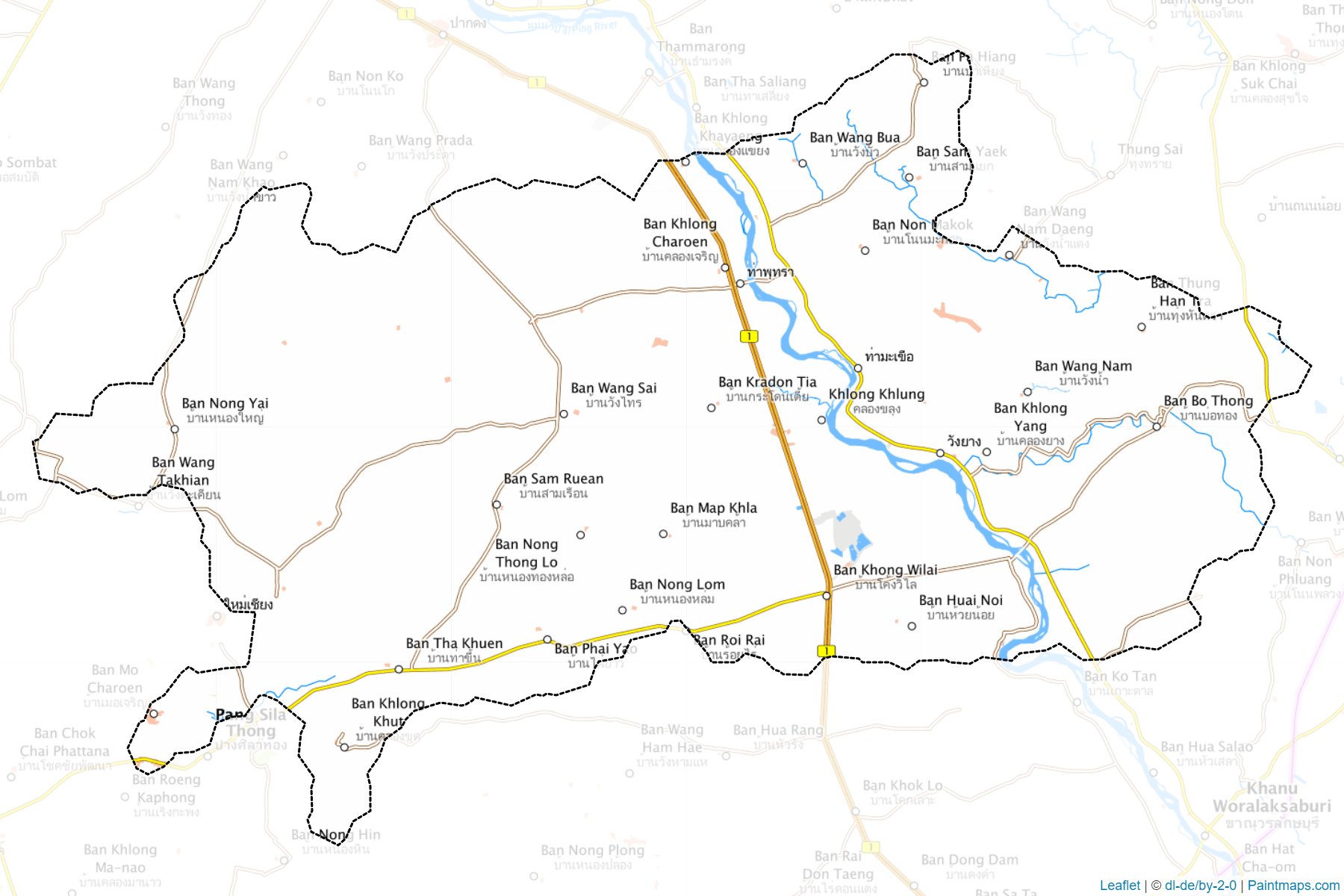 Muestras de recorte de mapas Khlong Khlung (Kamphaeng Phet)-1