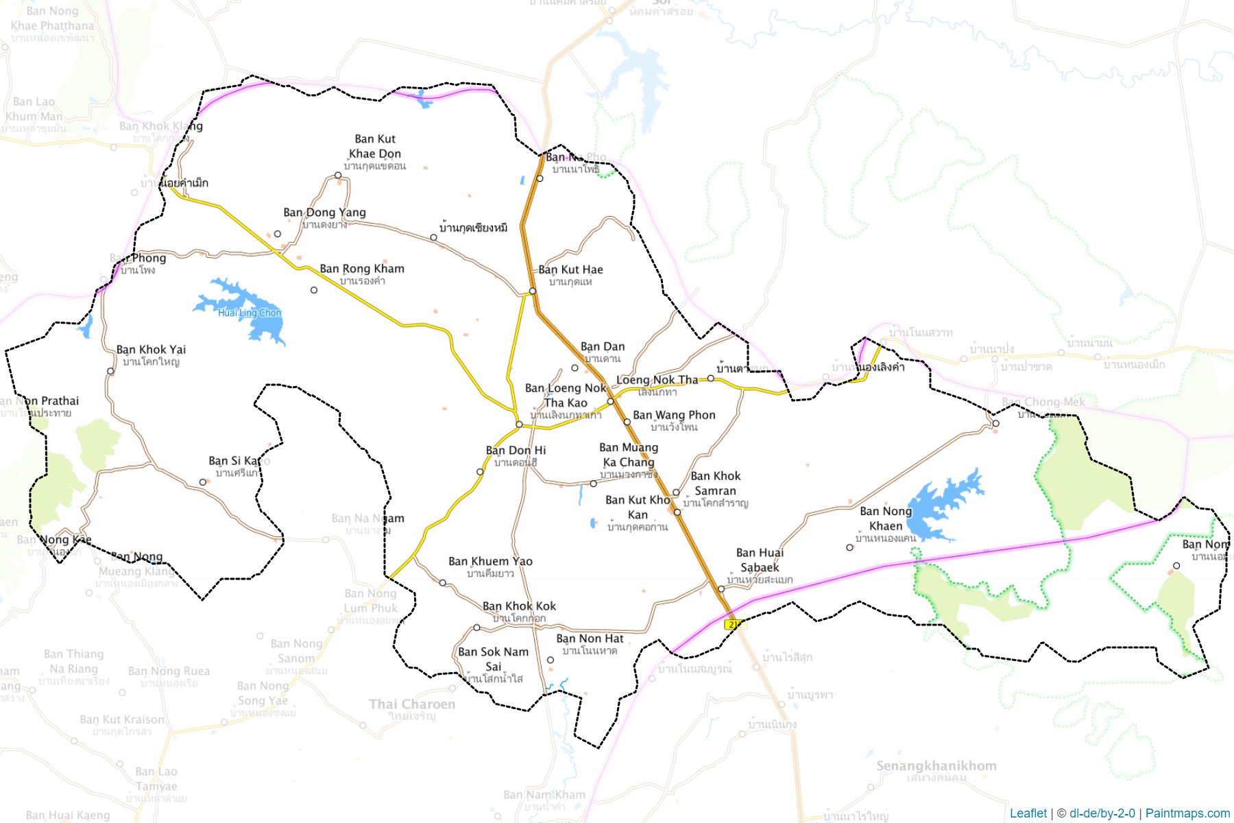 Muestras de recorte de mapas Loeng Nok Tha (Yasothon)-1