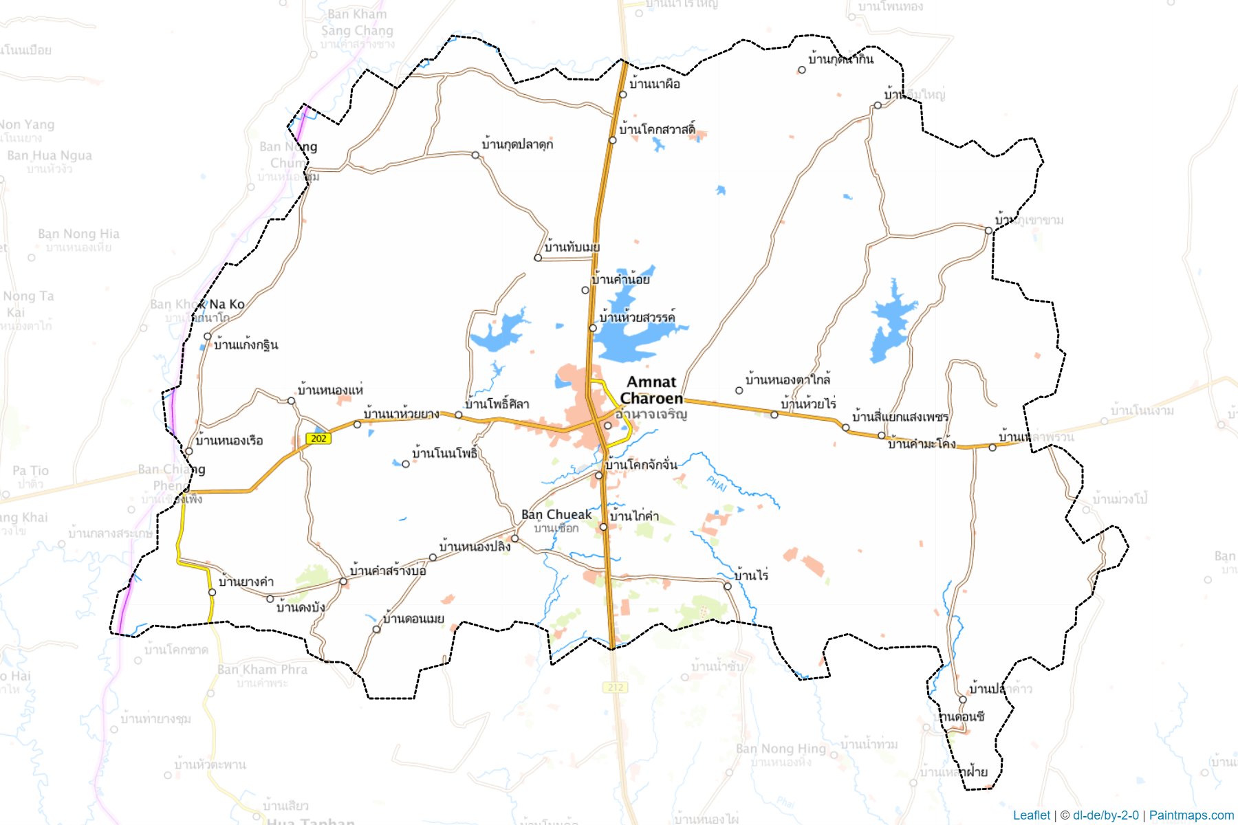 Muestras de recorte de mapas Muang Amnat Charoen (Amnat Charoen)-1