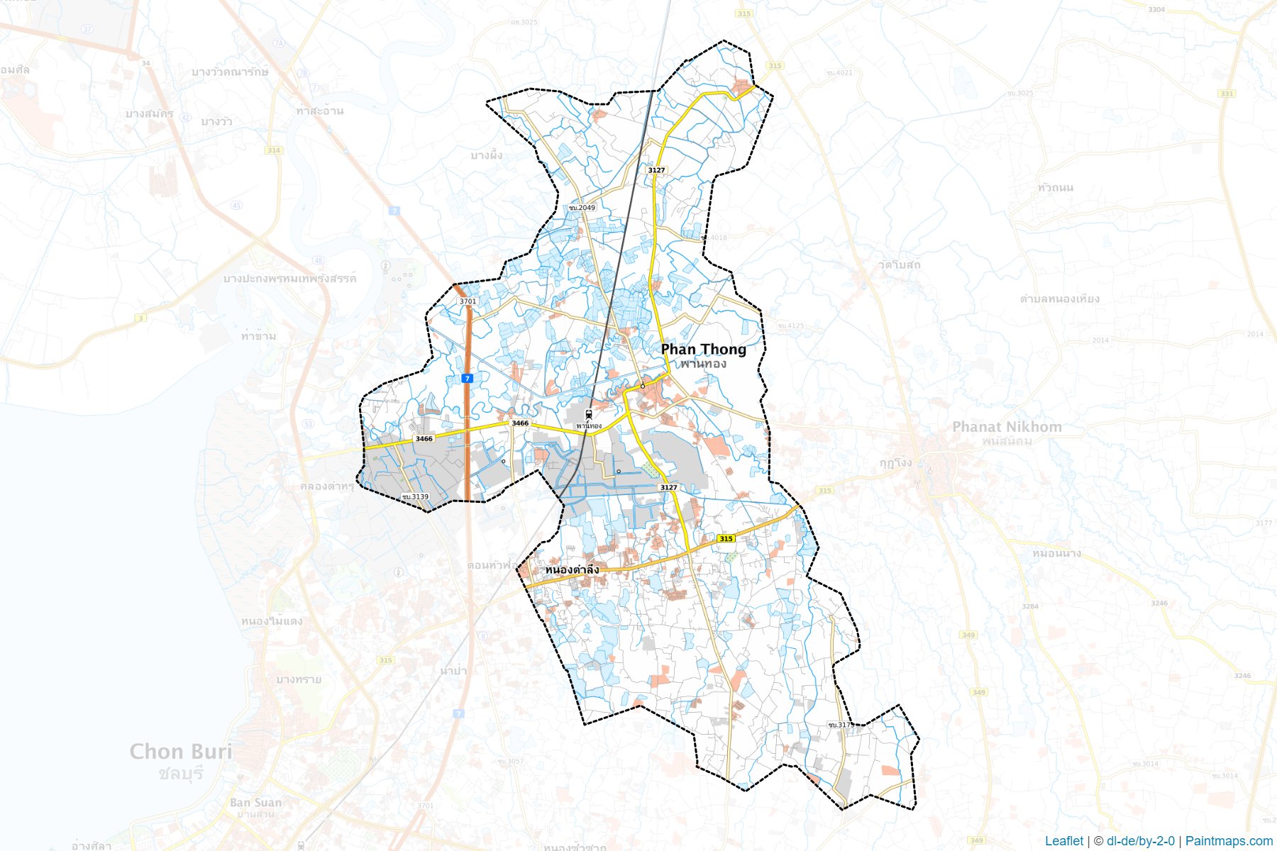 Muestras de recorte de mapas Phan Thong (Chonburi)-1