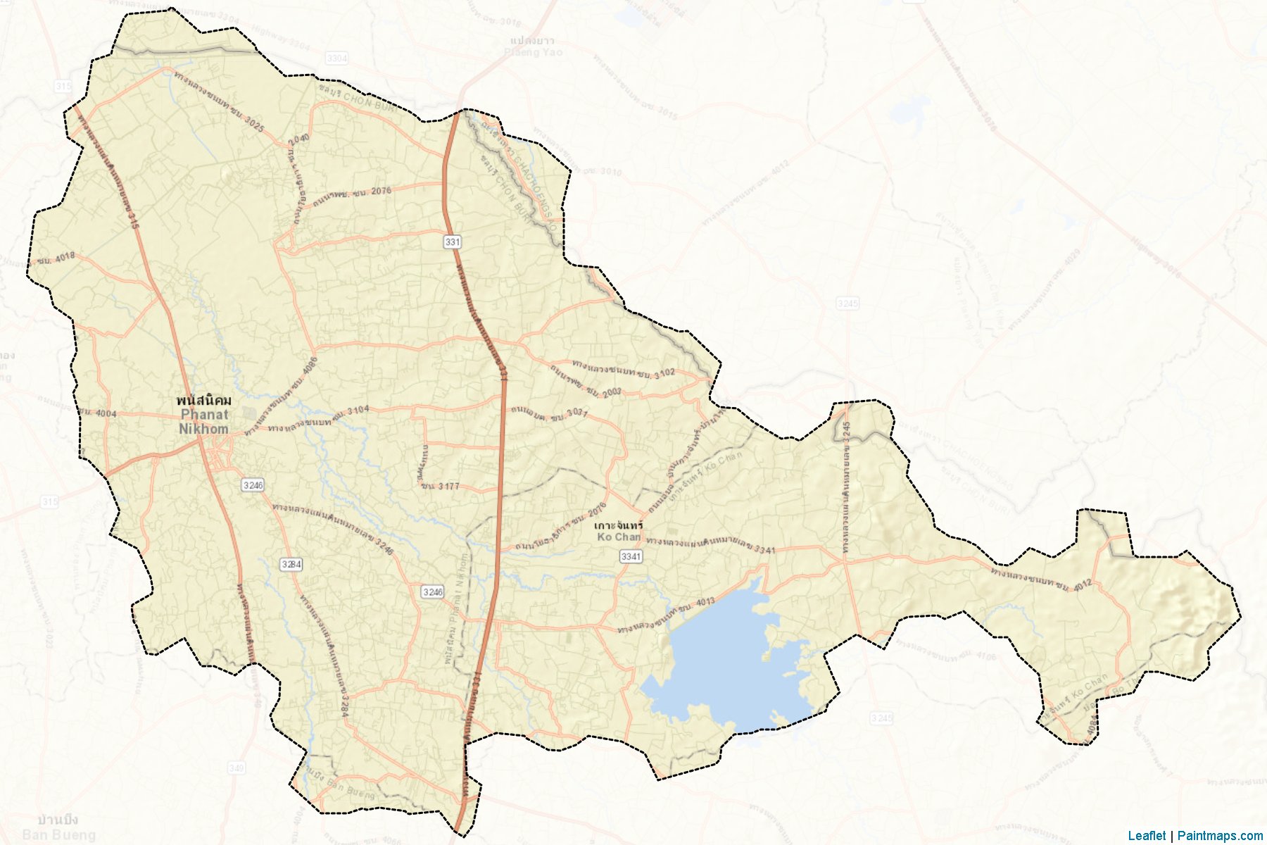 Muestras de recorte de mapas Phanat Nikhom (Chonburi)-2