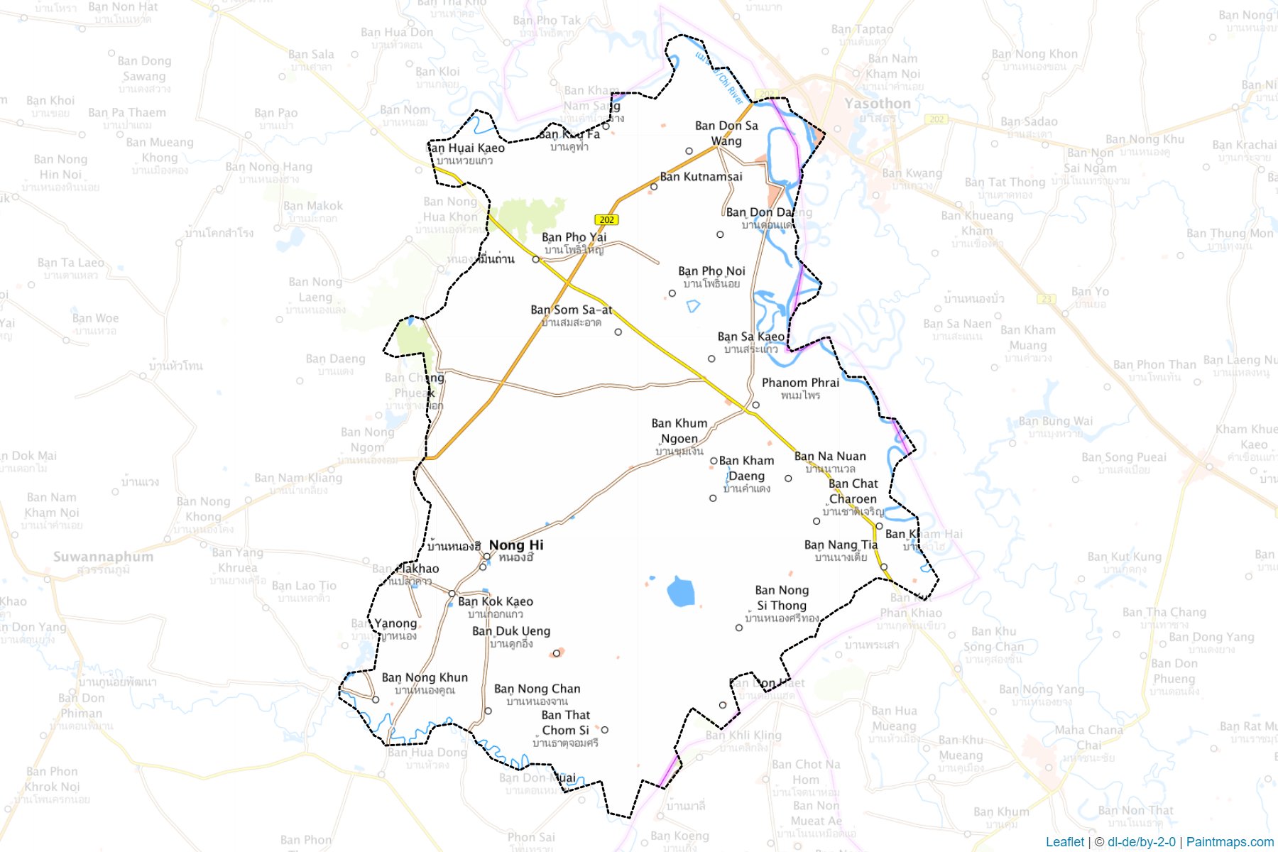 Muestras de recorte de mapas Phanom Phrai (Roi Et)-1