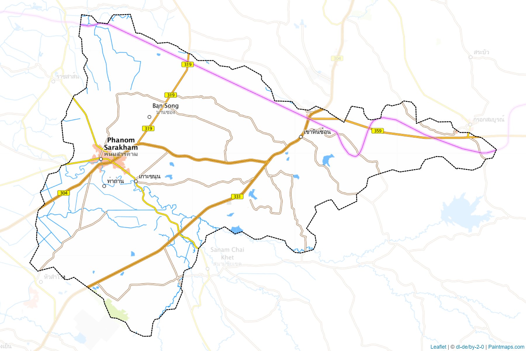 Muestras de recorte de mapas Phanom Sarakham (Chachoengsao)-1