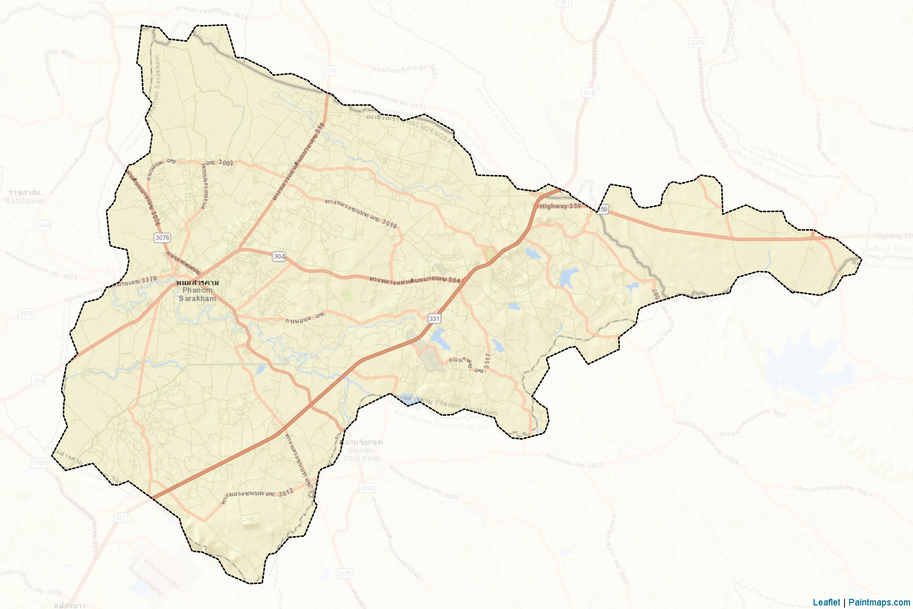 Muestras de recorte de mapas Phanom Sarakham (Chachoengsao)-2