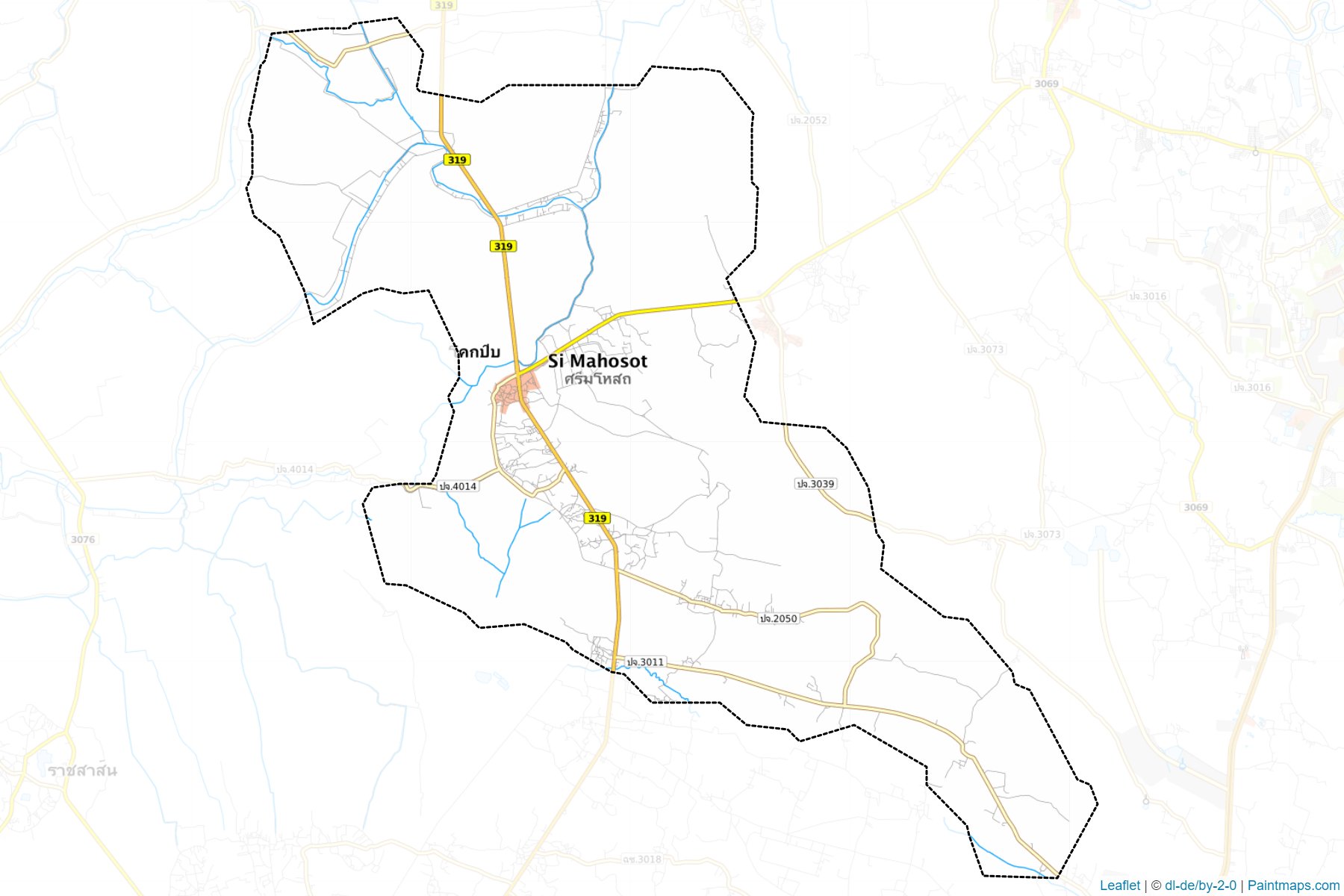 Muestras de recorte de mapas Si Maho Sot (Prachinburi)-1