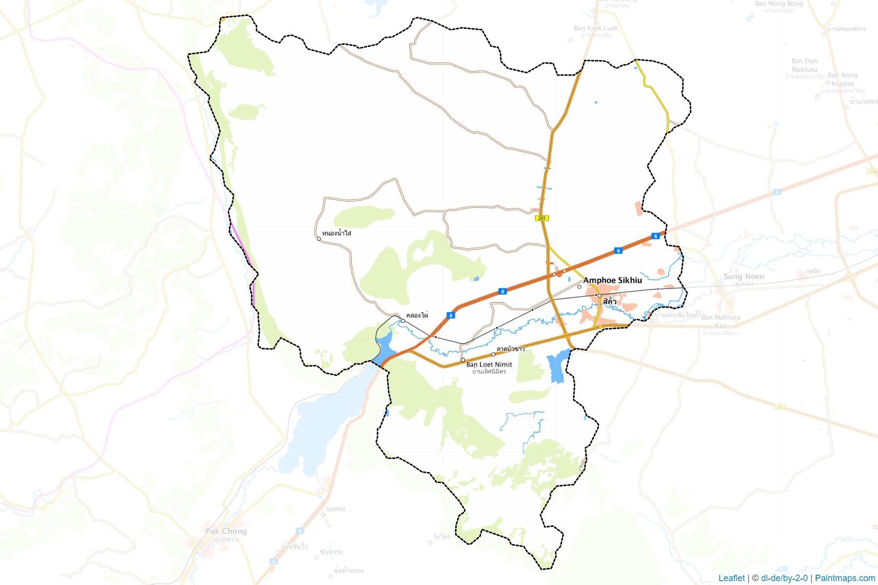 Muestras de recorte de mapas Sikhiu (Nakhon Ratchasima)-1