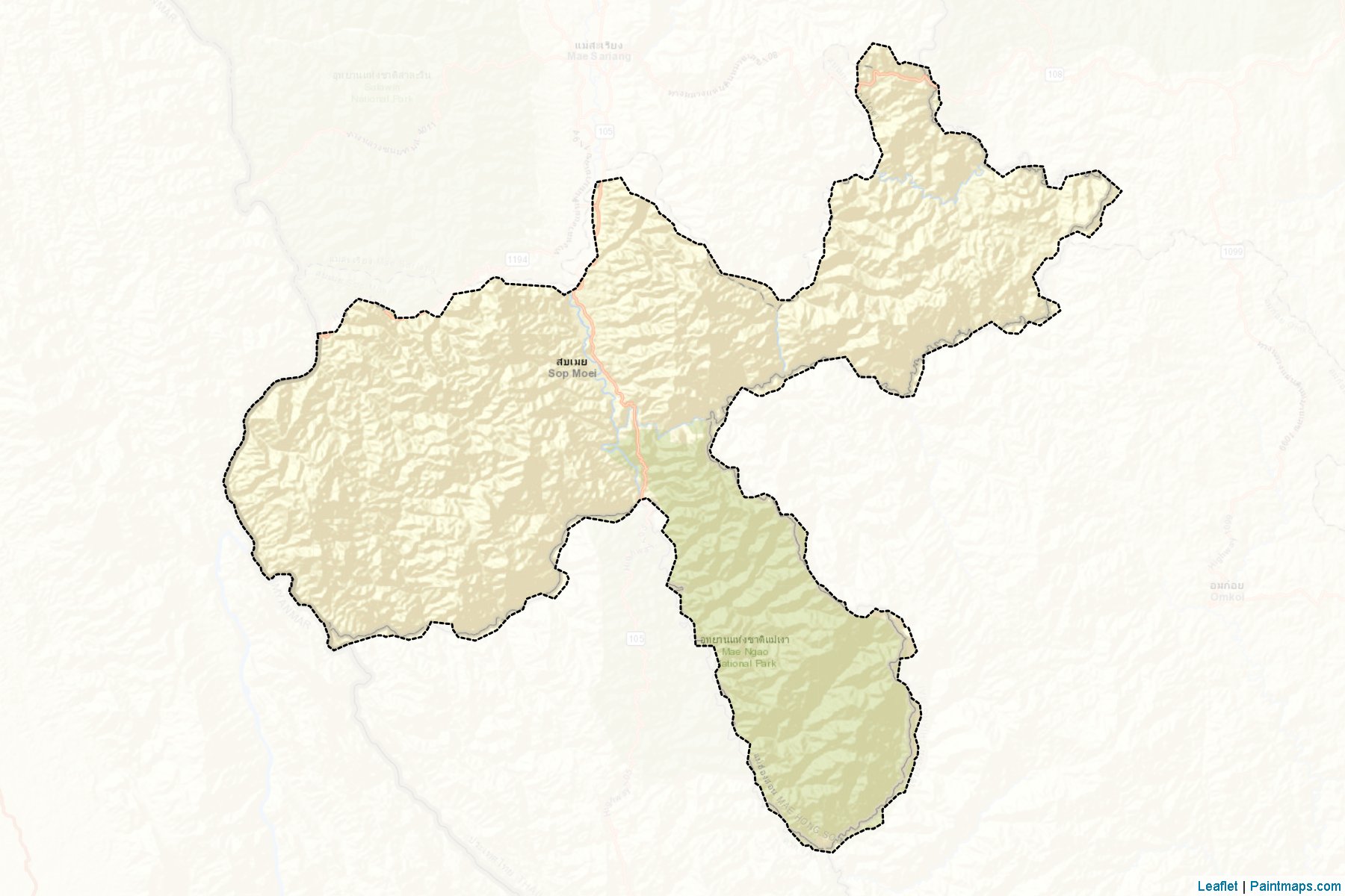 Muestras de recorte de mapas Sop Moei (Mae Hong Son)-2