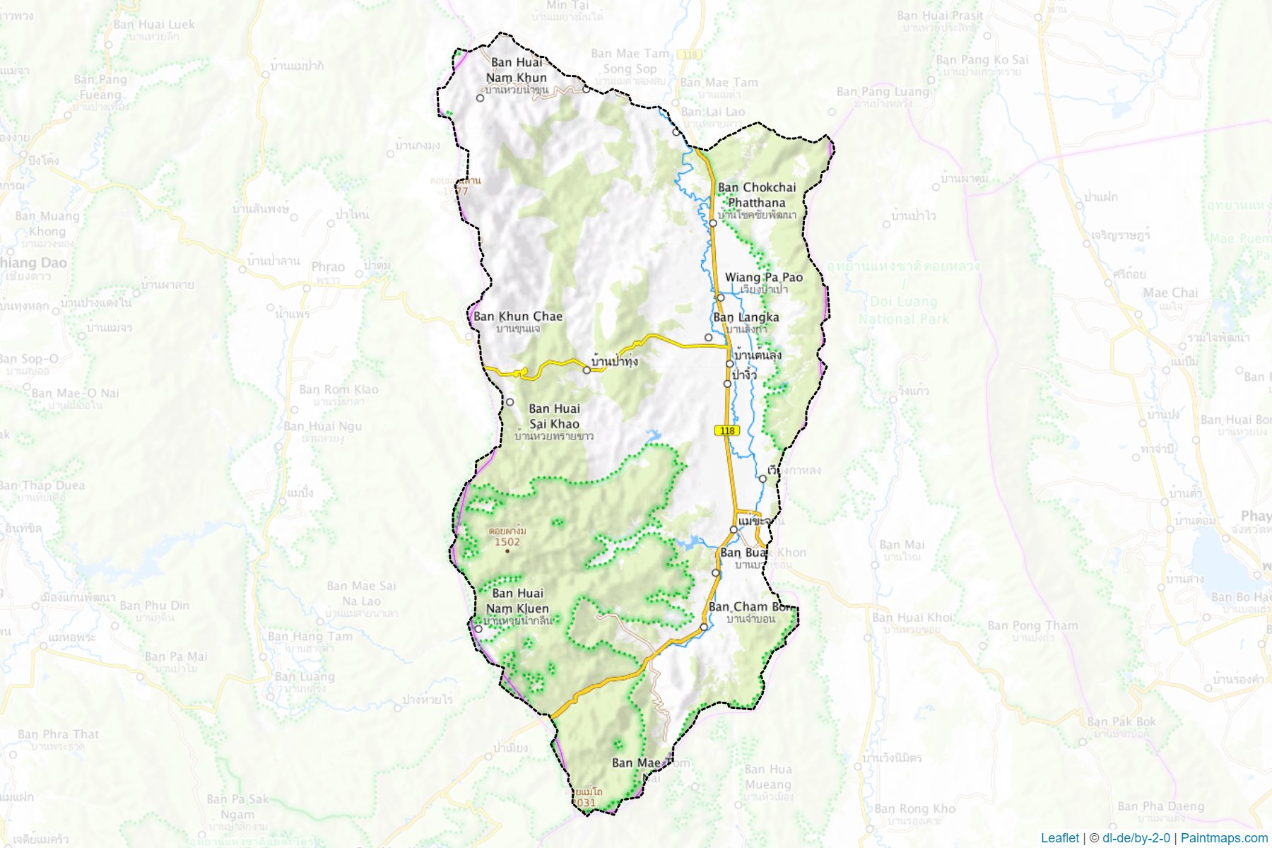 Muestras de recorte de mapas Wiang Pa Pao (Chiang Rai)-1