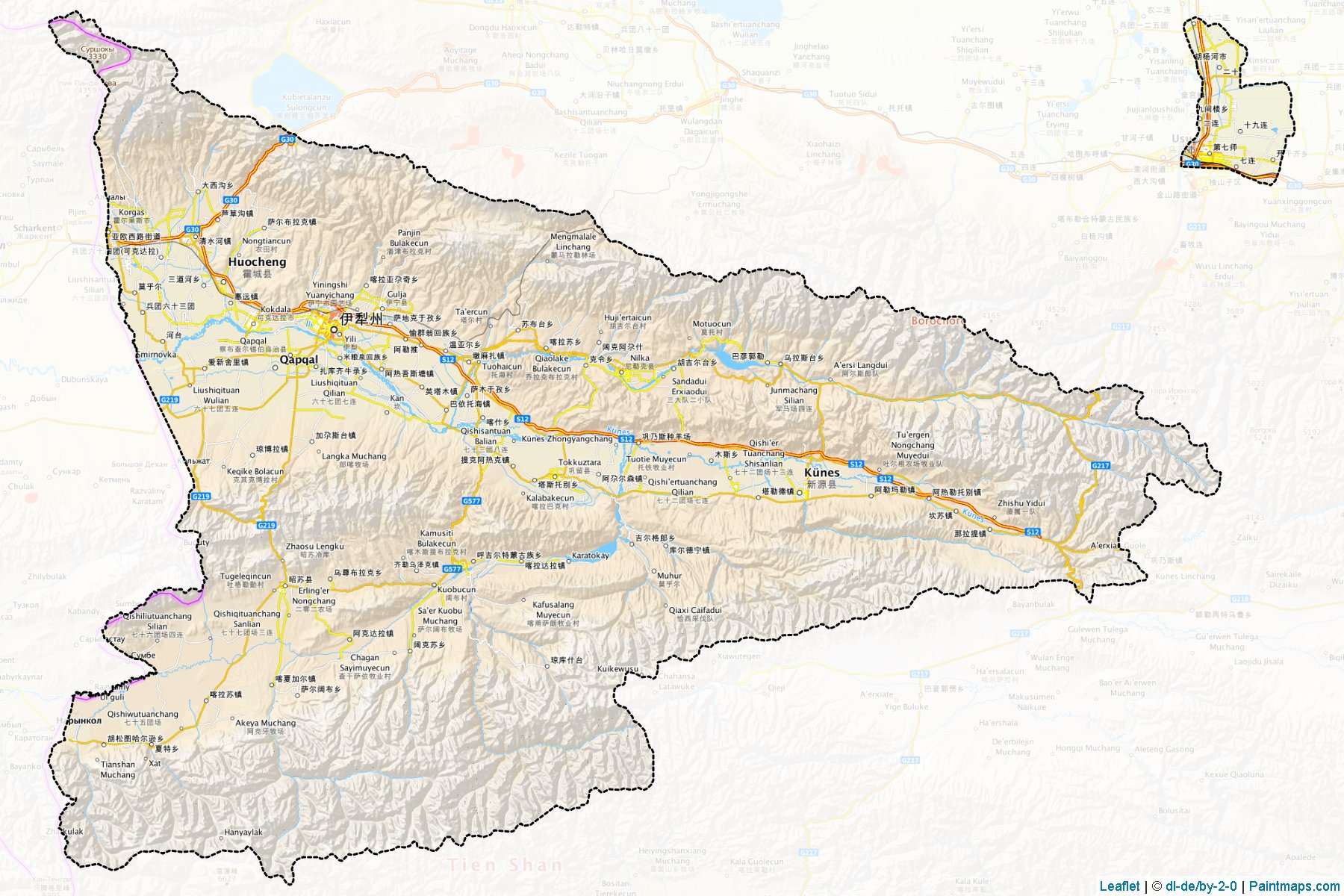 Yili (Xinjiang Uyghur) Map Cropping Samples-1