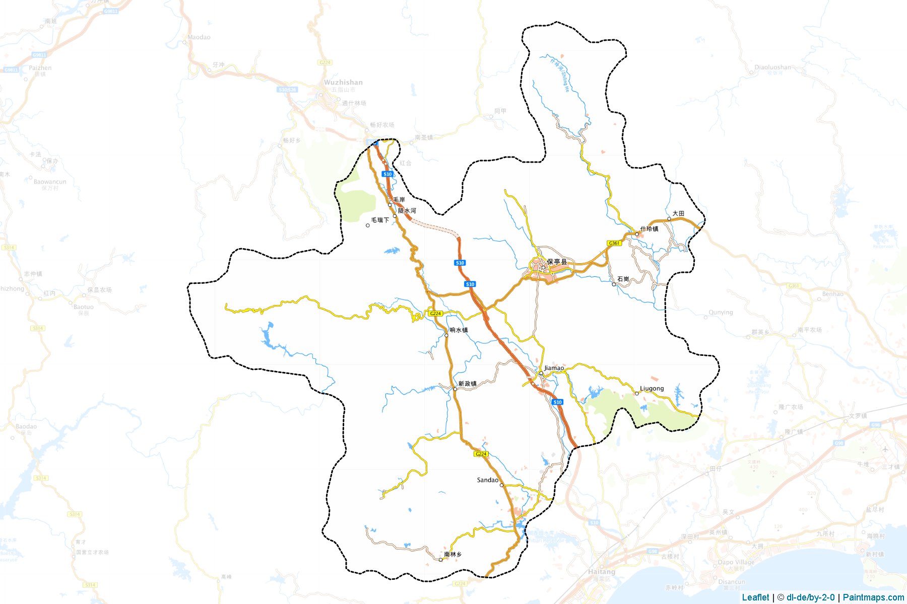 Muestras de recorte de mapas Baoting Li and Miao (Hainan)-1