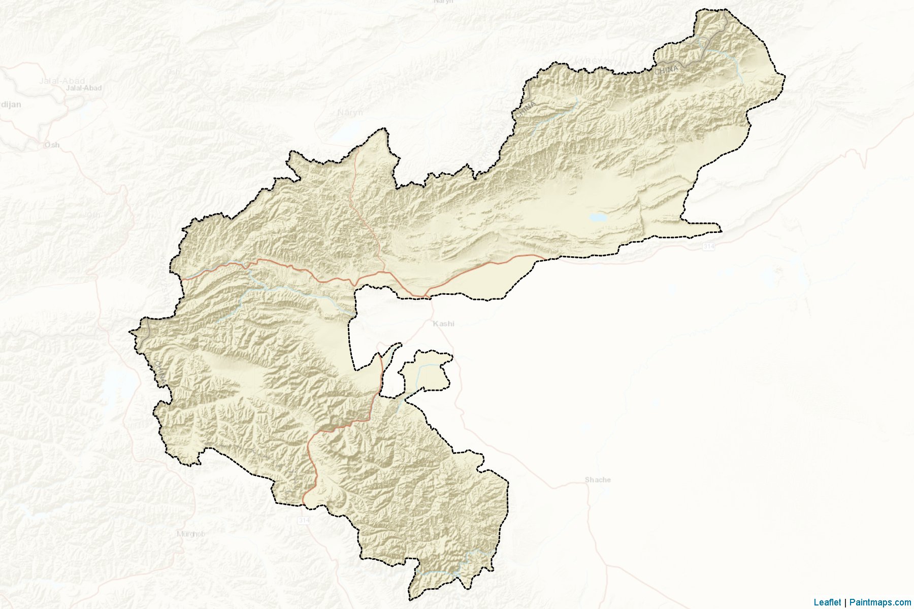 Muestras de recorte de mapas Kezilesu (Xinjiang Uyghur)-2