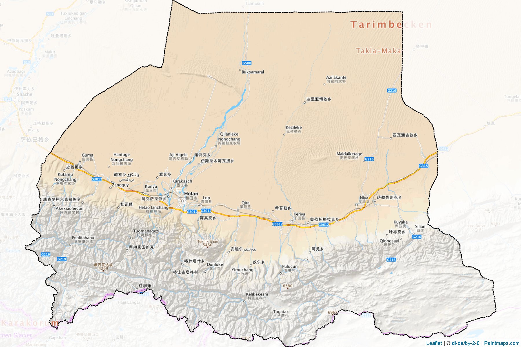 Hotan İli (Sincan Uygur Özerk Bölgesi) Haritası Örnekleri-1