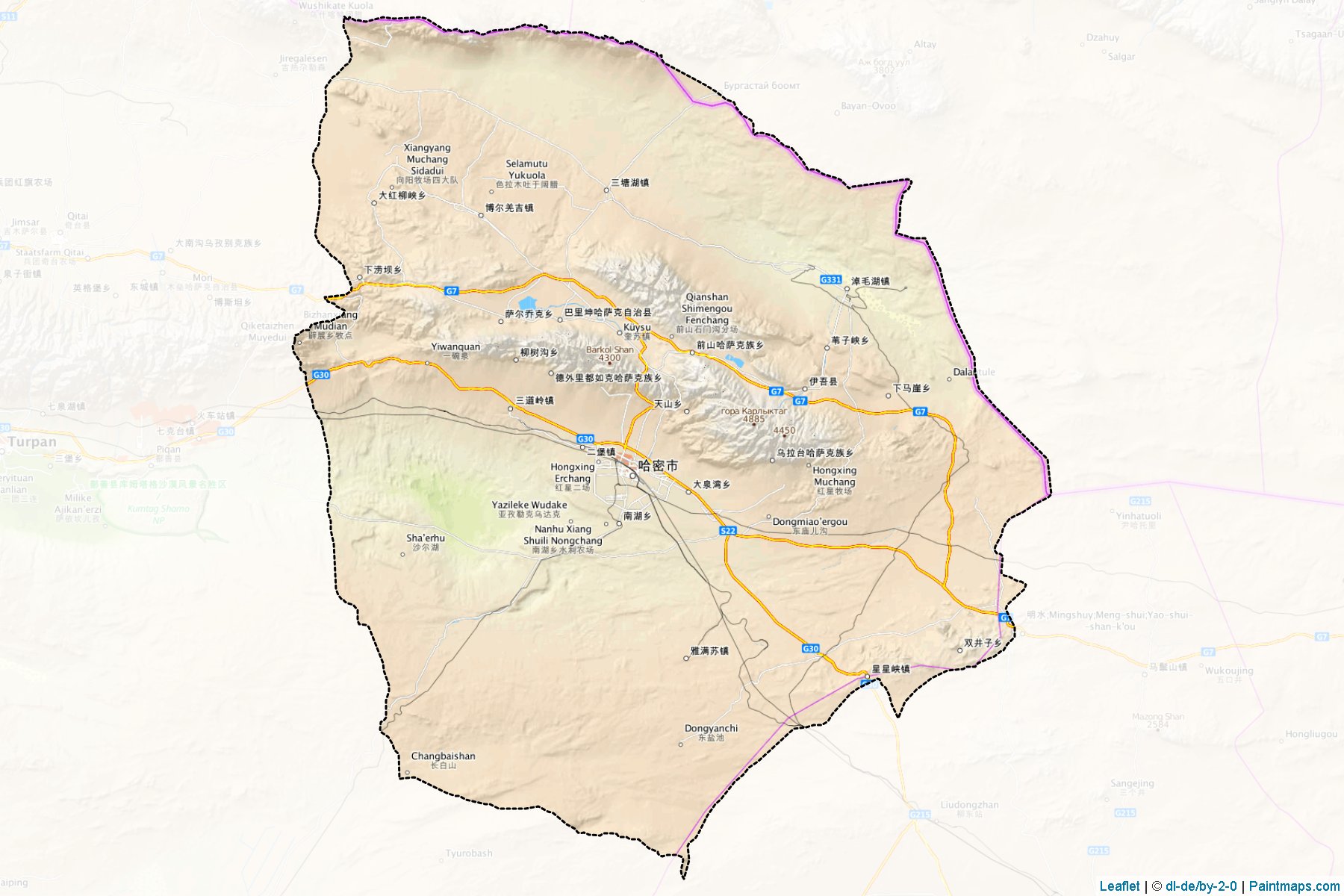 Muestras de recorte de mapas Hami (Xinjiang Uyghur)-1