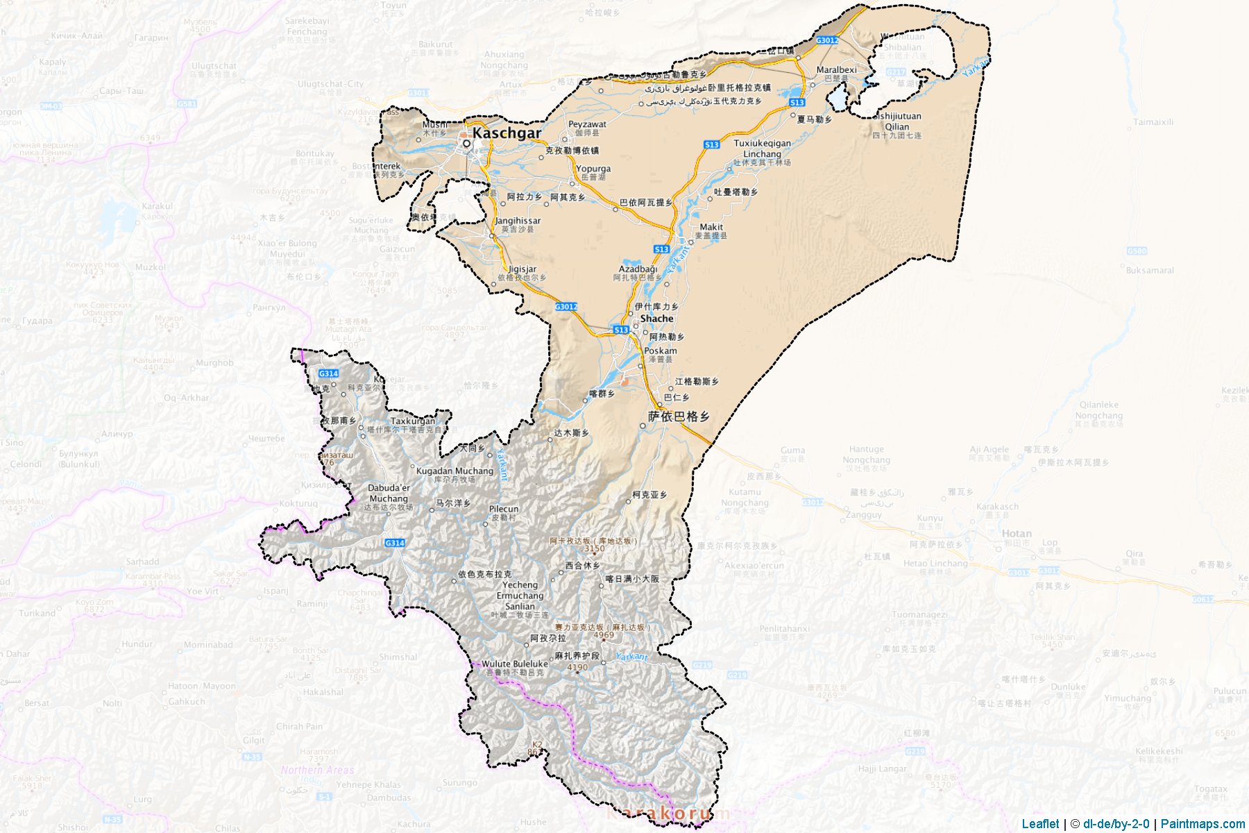 Kashi (Xinjiang Uyghur) Map Cropping Samples-1