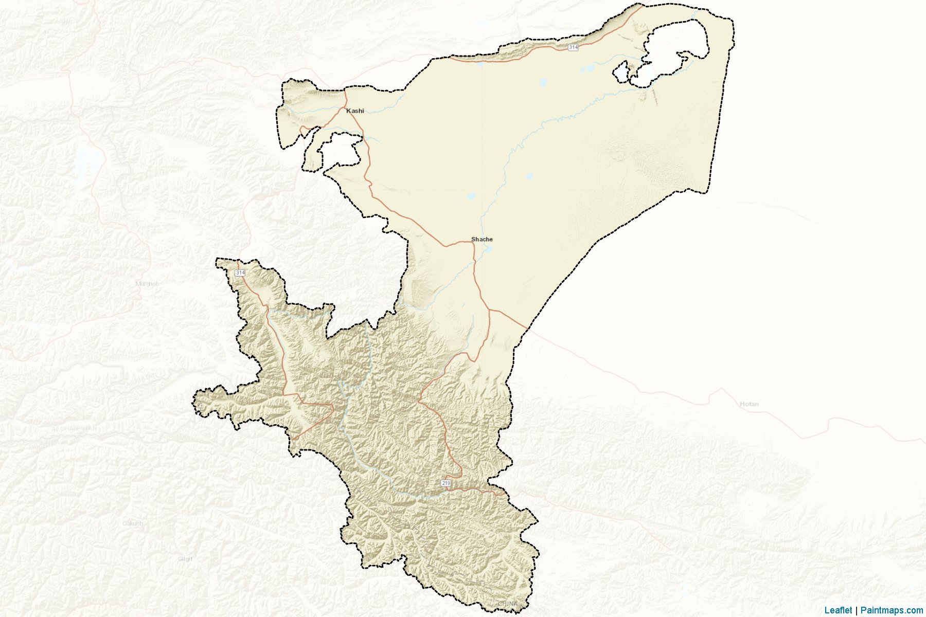 Muestras de recorte de mapas Kashi (Xinjiang Uyghur)-2