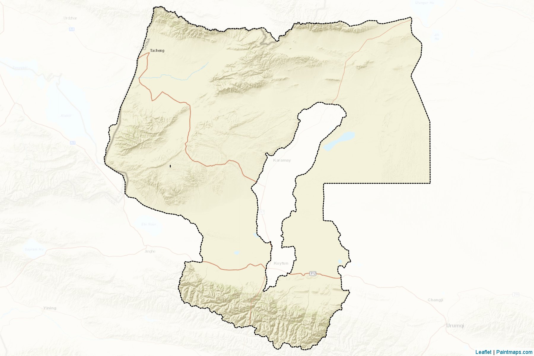 Muestras de recorte de mapas Tacheng (Xinjiang Uyghur)-2