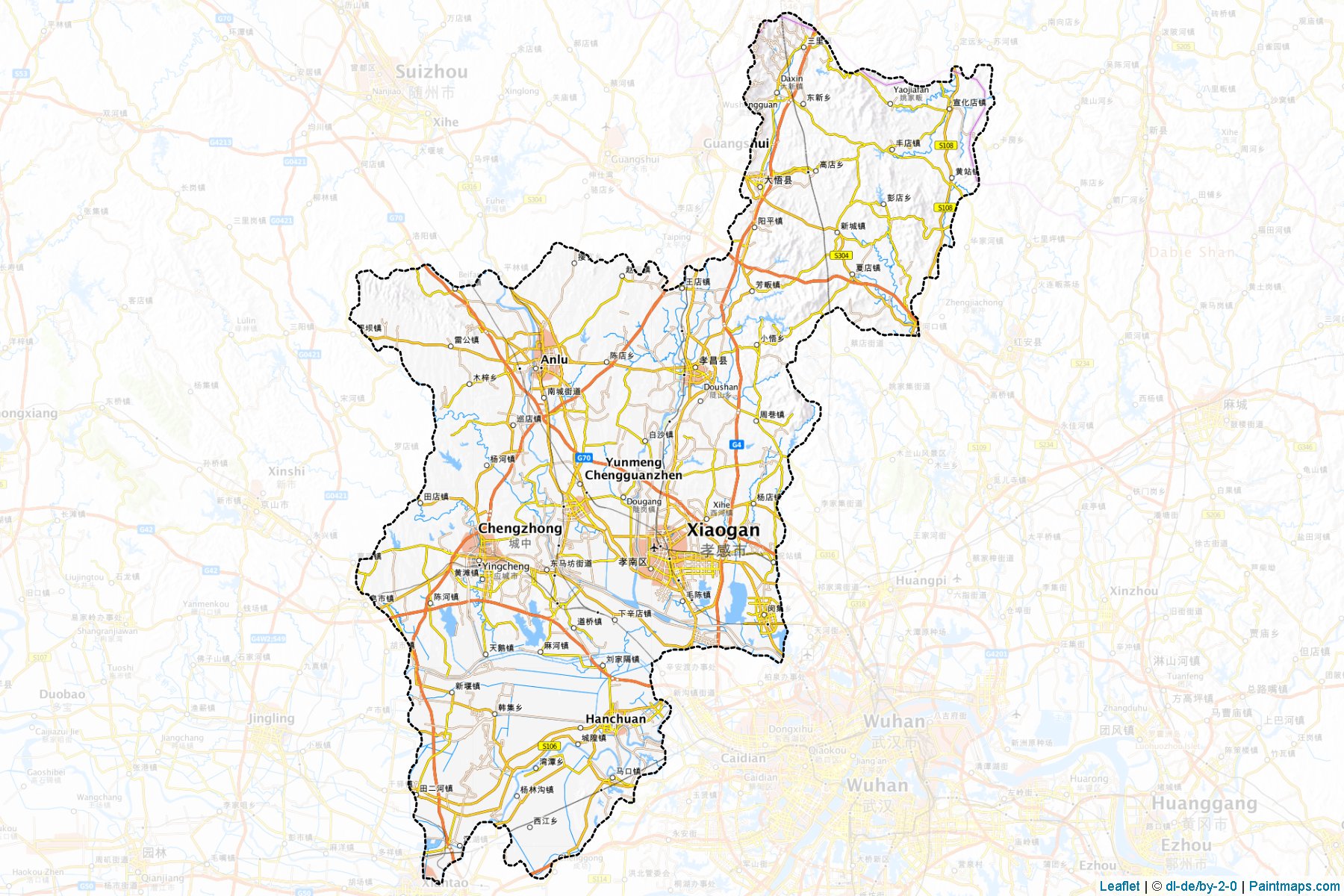 Muestras de recorte de mapas Xiaogan (Hubei)-1