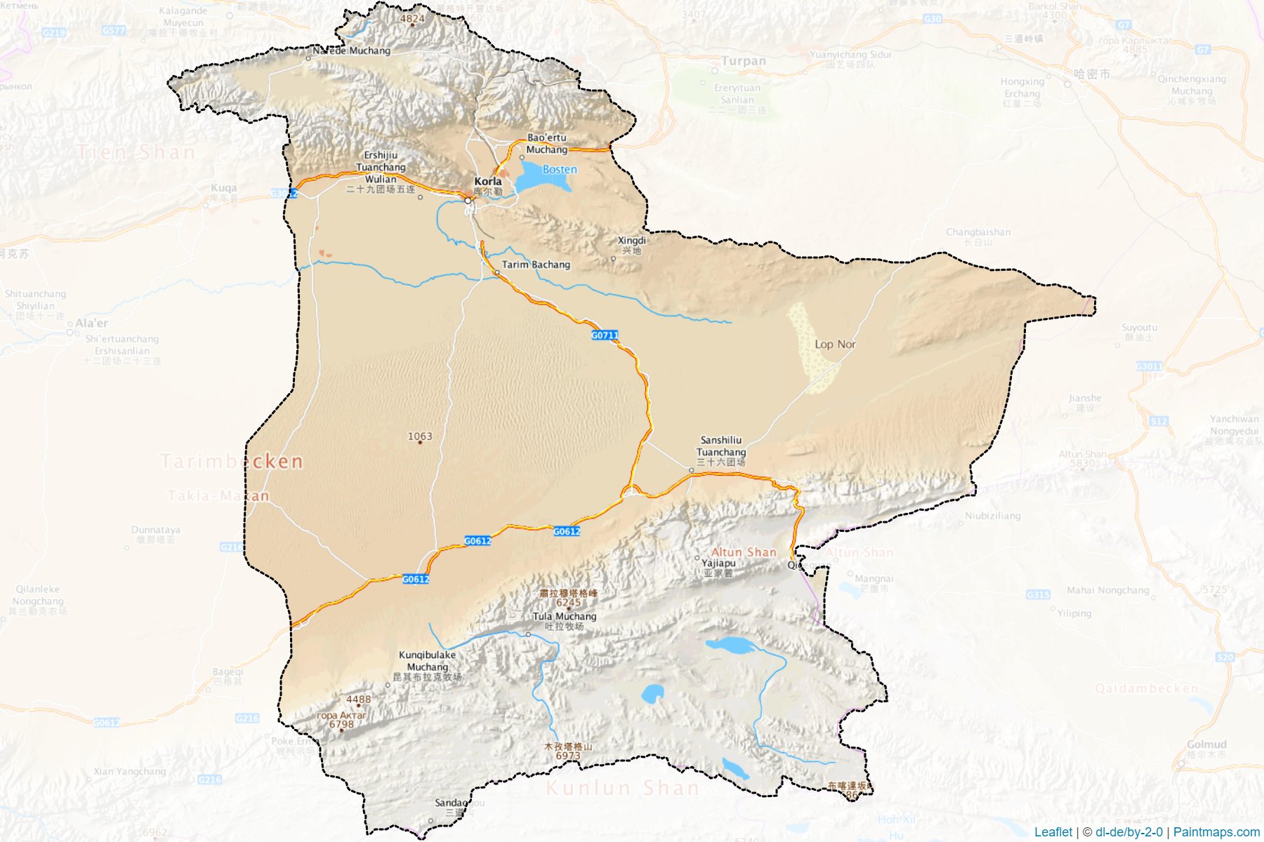 Bayinguoleng Menggu (Xinjiang Uyghur) Map Cropping Samples-1