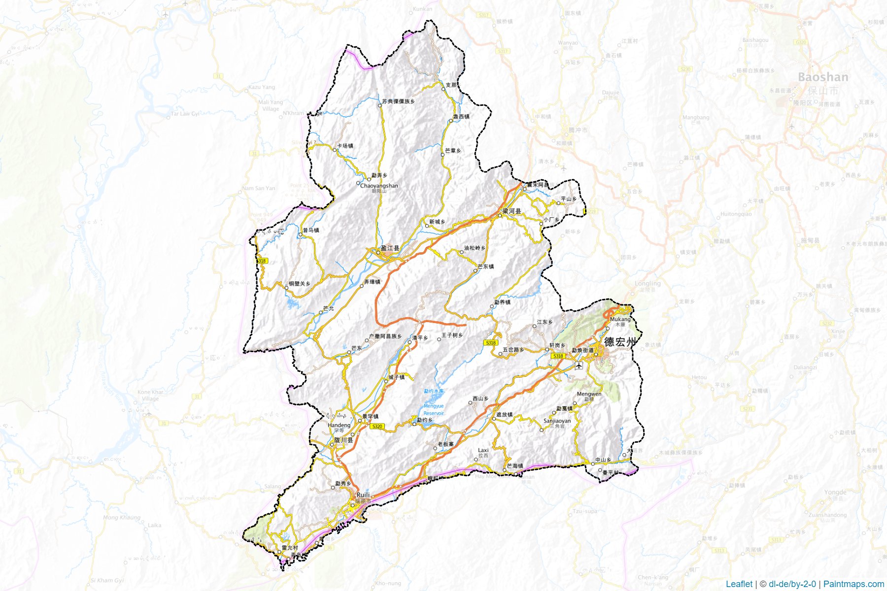 Muestras de recorte de mapas Dehong (Yunnan)-1