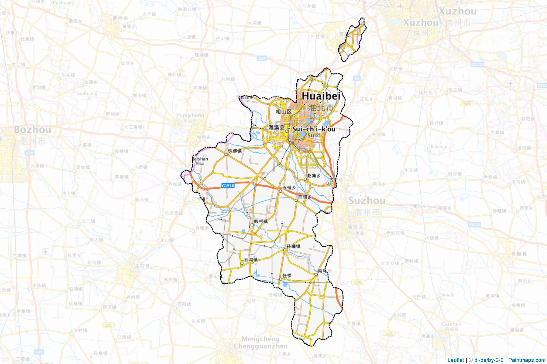 Huaibei (Anhui) Map Cropping Samples-1