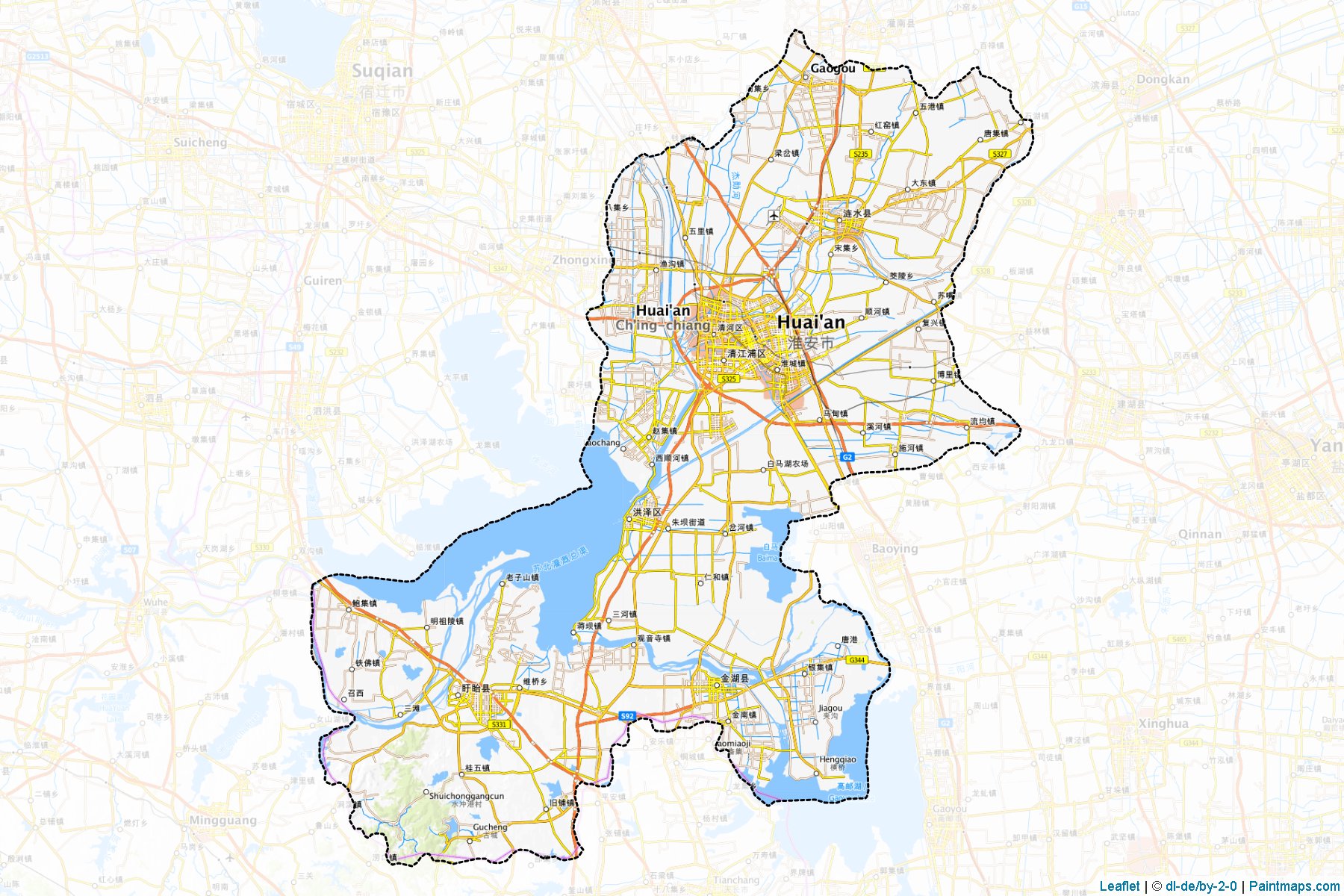 Muestras de recorte de mapas Huai'an (Jiangsu)-1