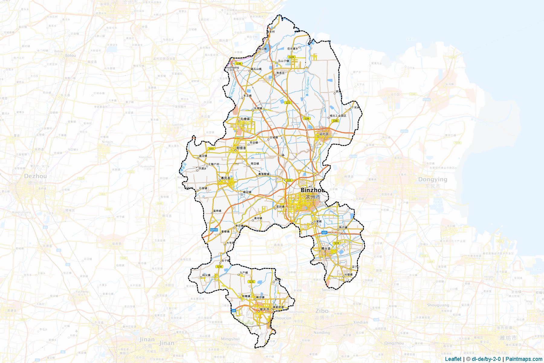 Muestras de recorte de mapas Binzhou (Shandong)-1