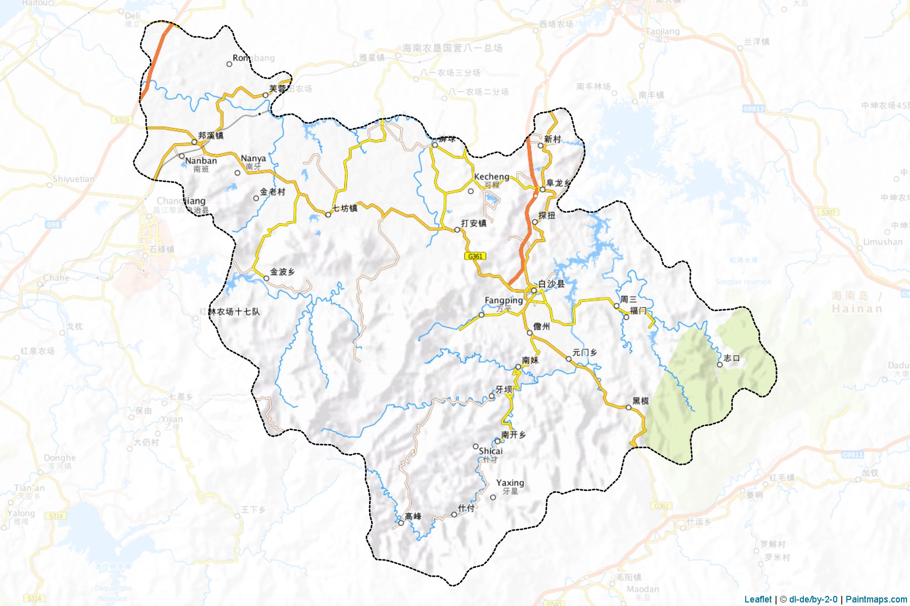 Muestras de recorte de mapas Baisha Li (Hainan)-1