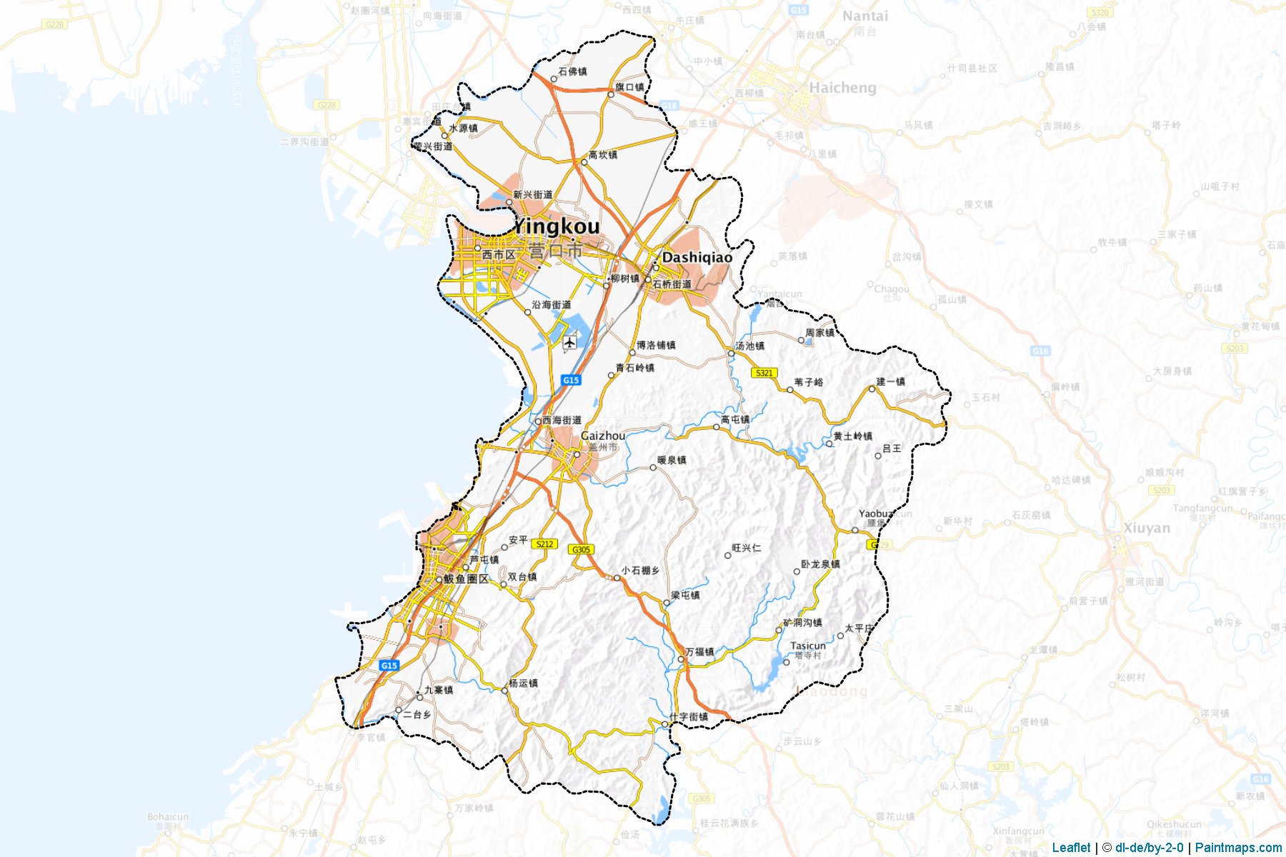 Muestras de recorte de mapas Yingkou (Liaoning)-1