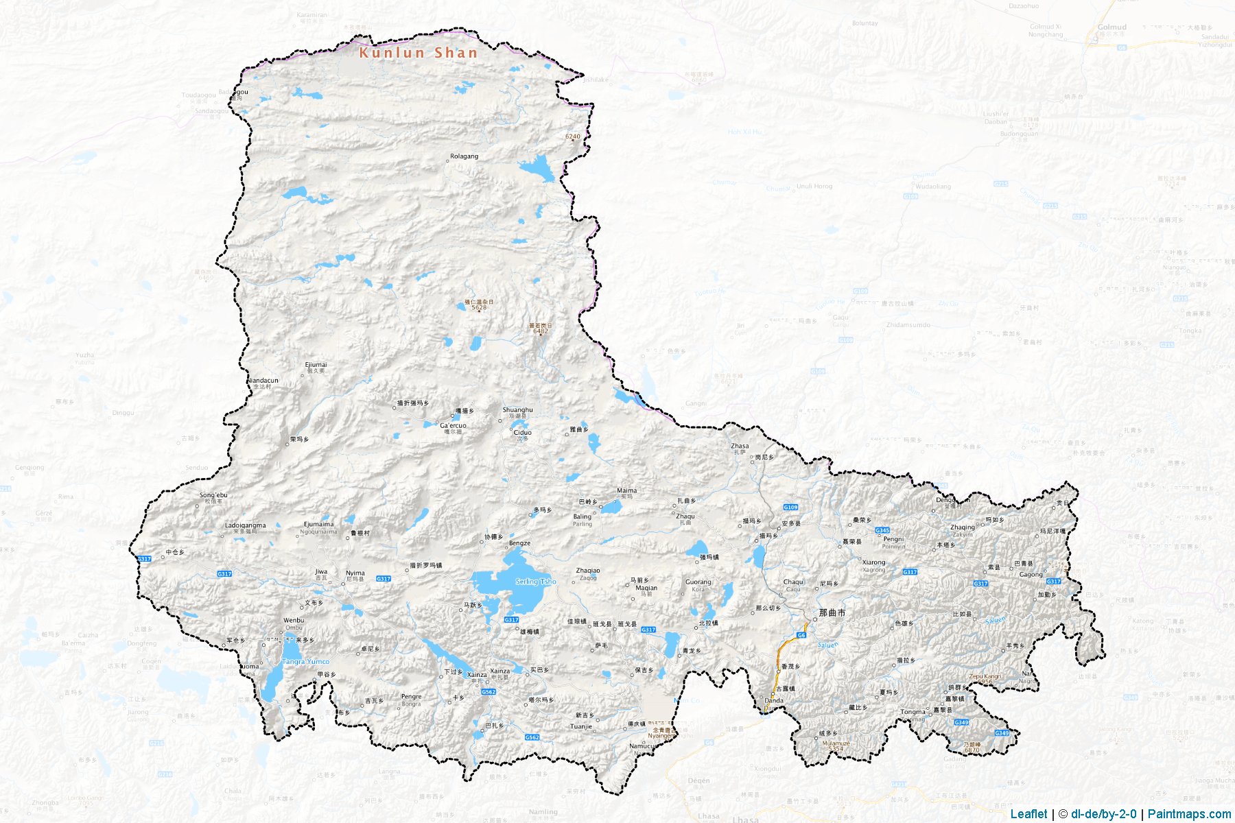 Muestras de recorte de mapas Naqu (Tibet)-1