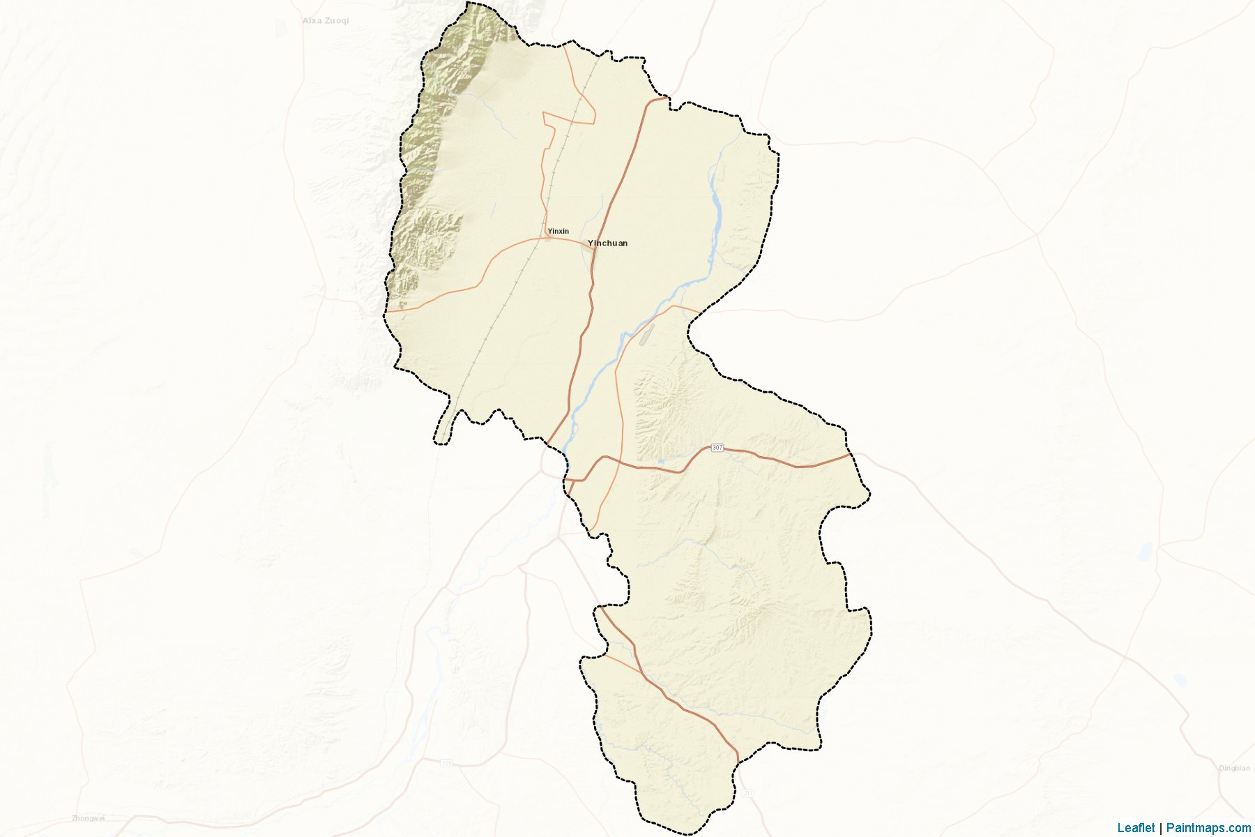 Muestras de recorte de mapas Yinchuan (Ningxia Hui)-2