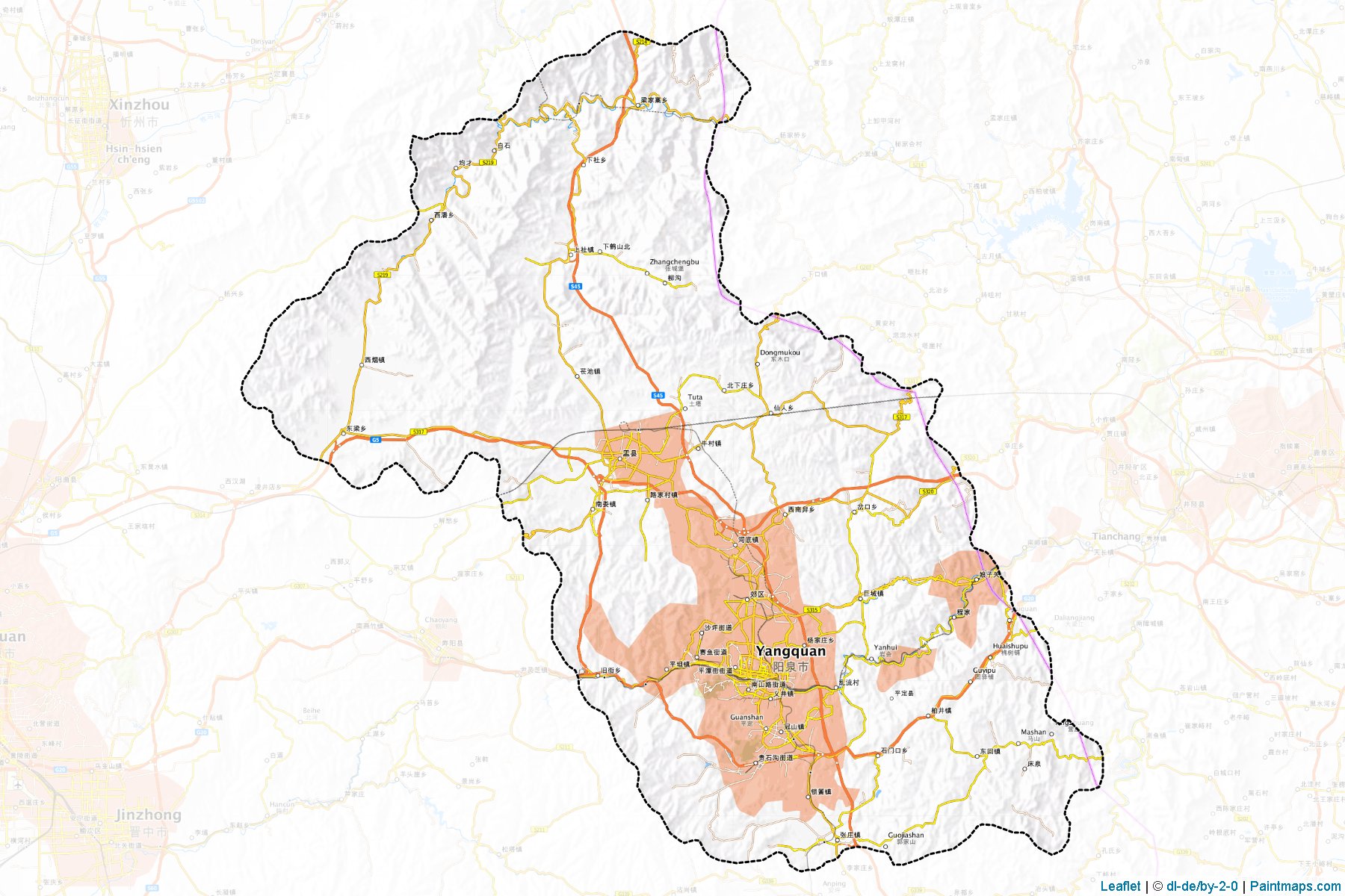 Muestras de recorte de mapas Yangquan (Shanxi)-1