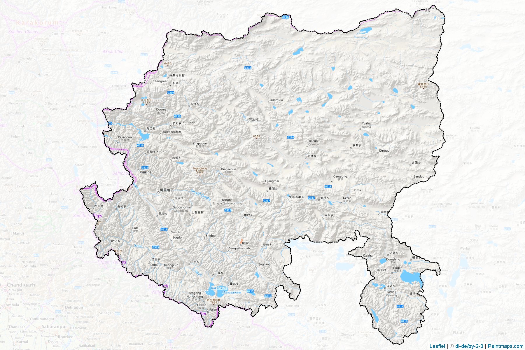 Muestras de recorte de mapas Ali (Tibet)-1