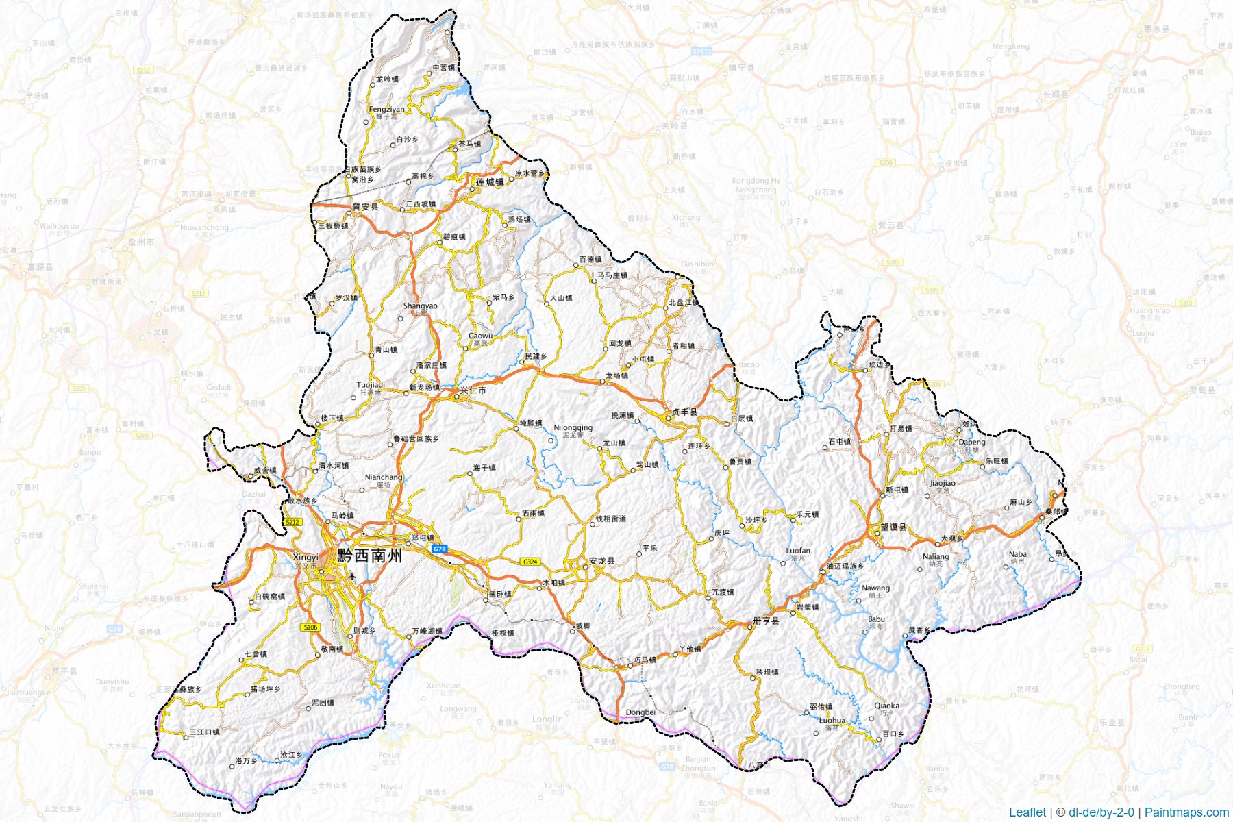 Qianxi'nan Buyizu Miaozu (Guizhou) Map Cropping Samples-1