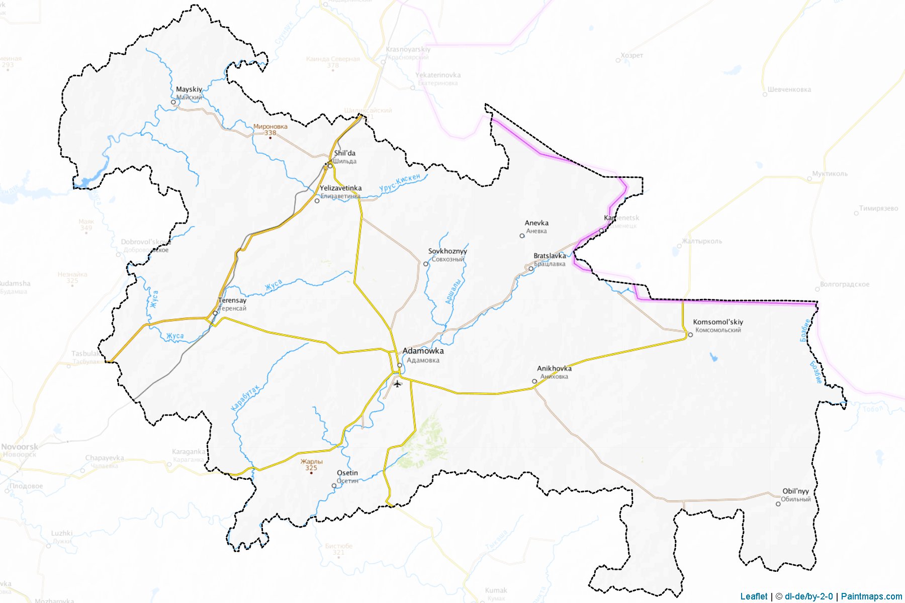 Muestras de recorte de mapas Adamovskiy (Orenburg)-1