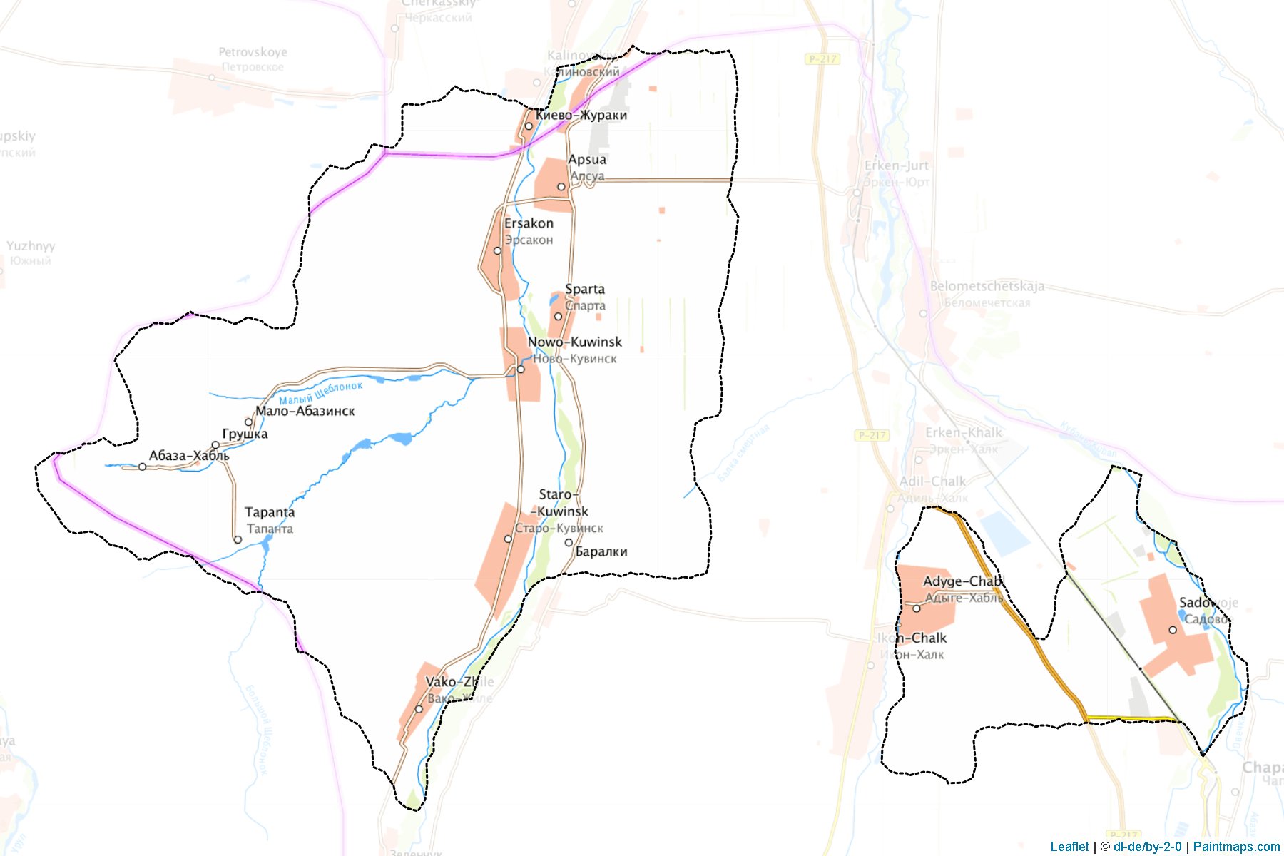 Muestras de recorte de mapas Adyge-Khabl'skiy (Karachay-Cherkess)-1